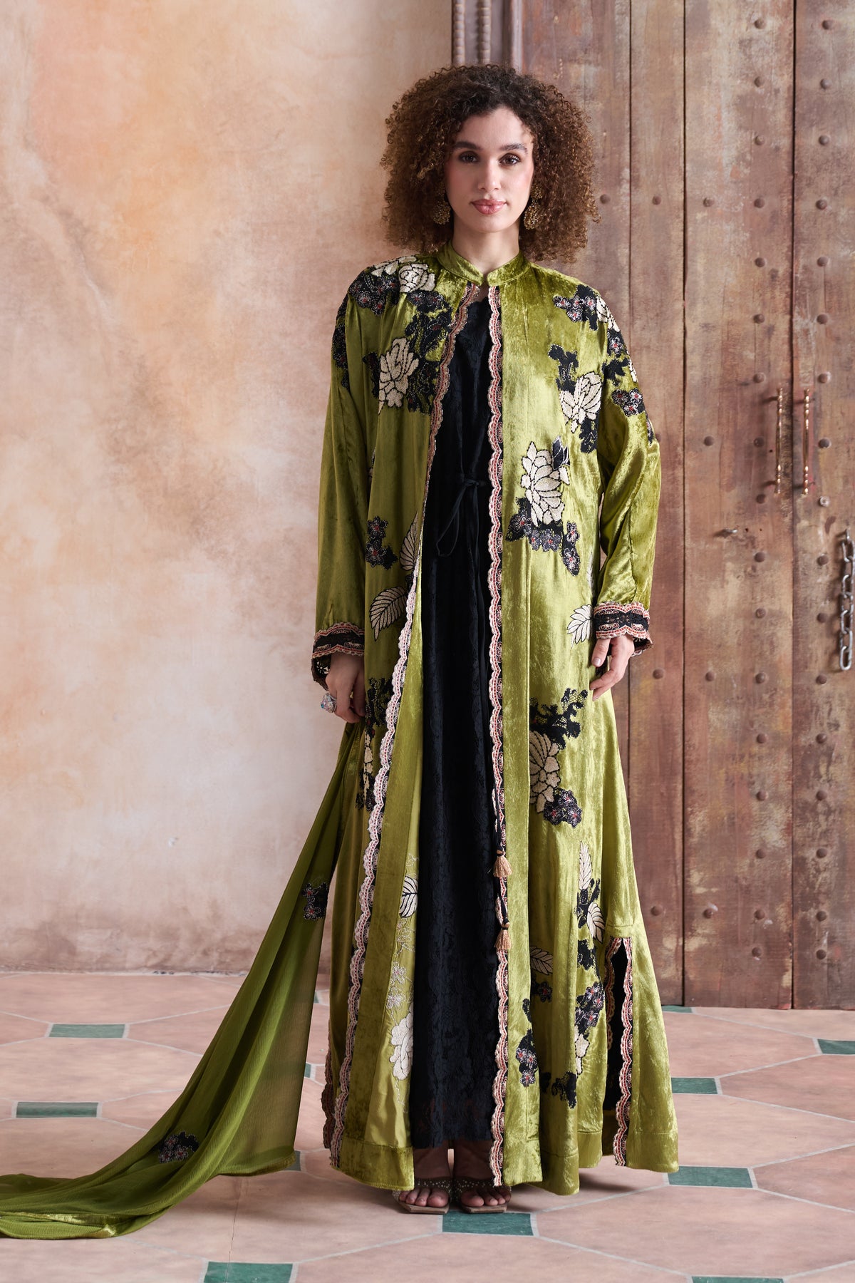 Zahia Embroidered Abaya with Embellishment