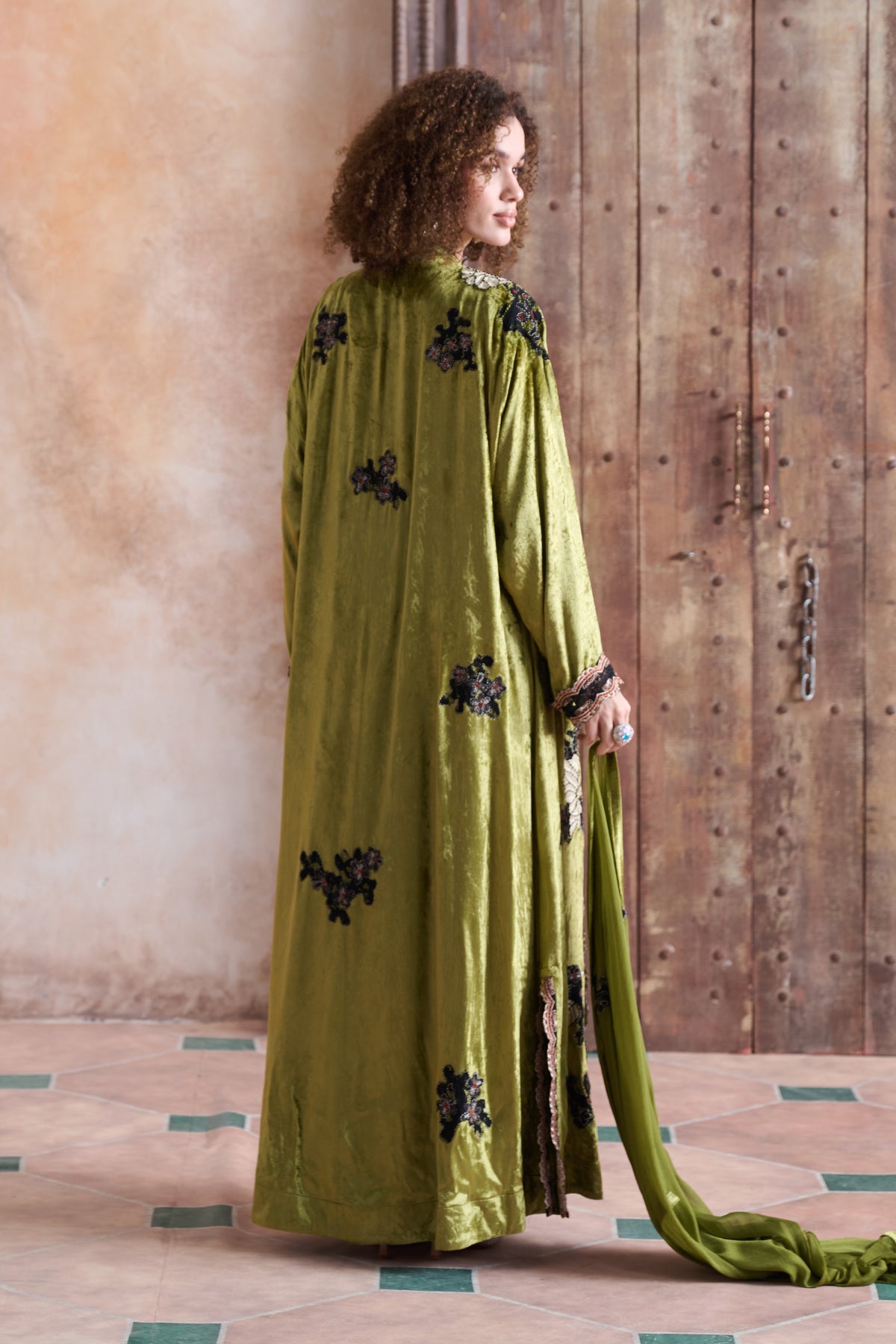 Zahia Embroidered Abaya with Embellishment