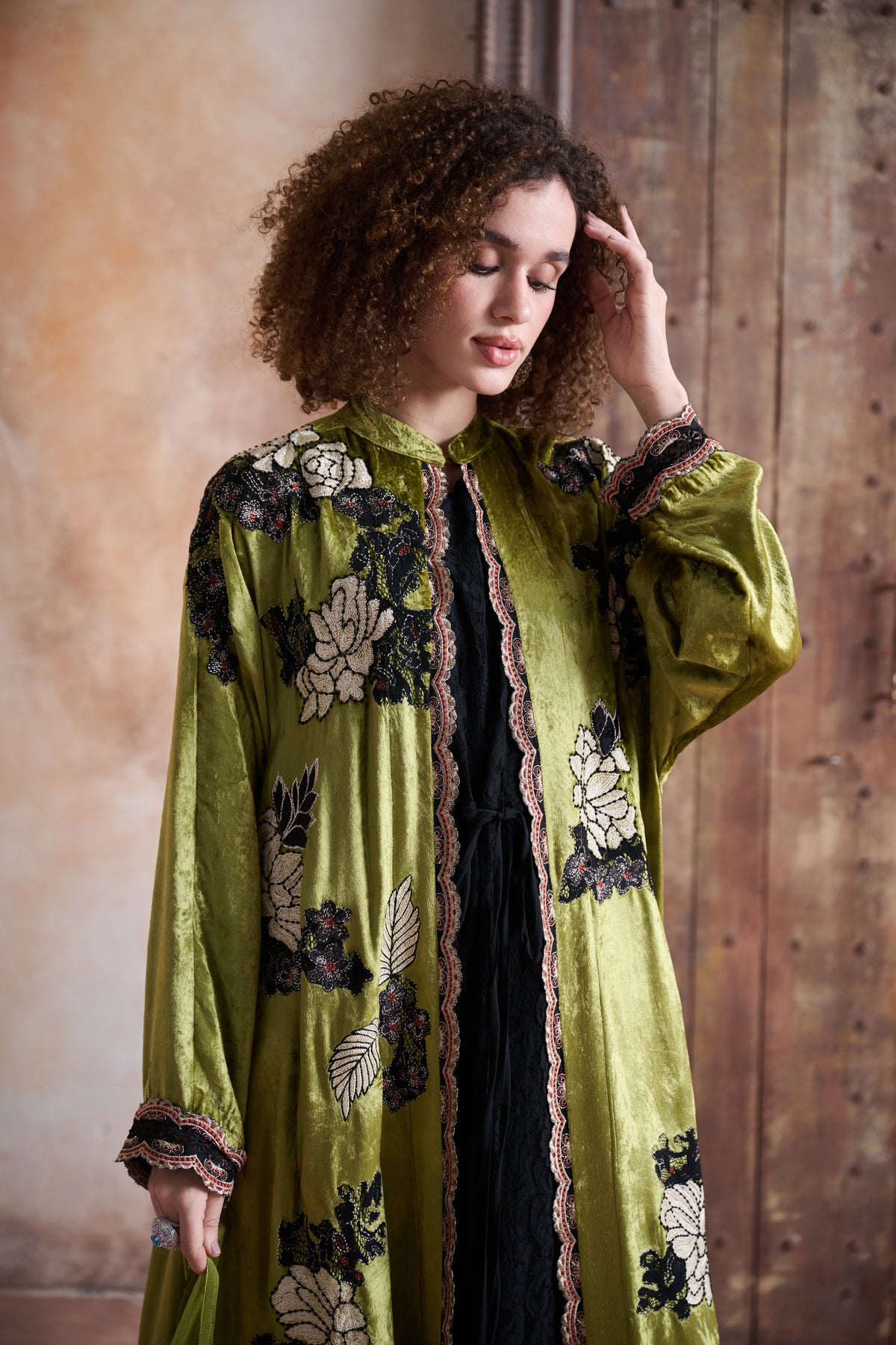 Zahia Embroidered Abaya with Embellishment