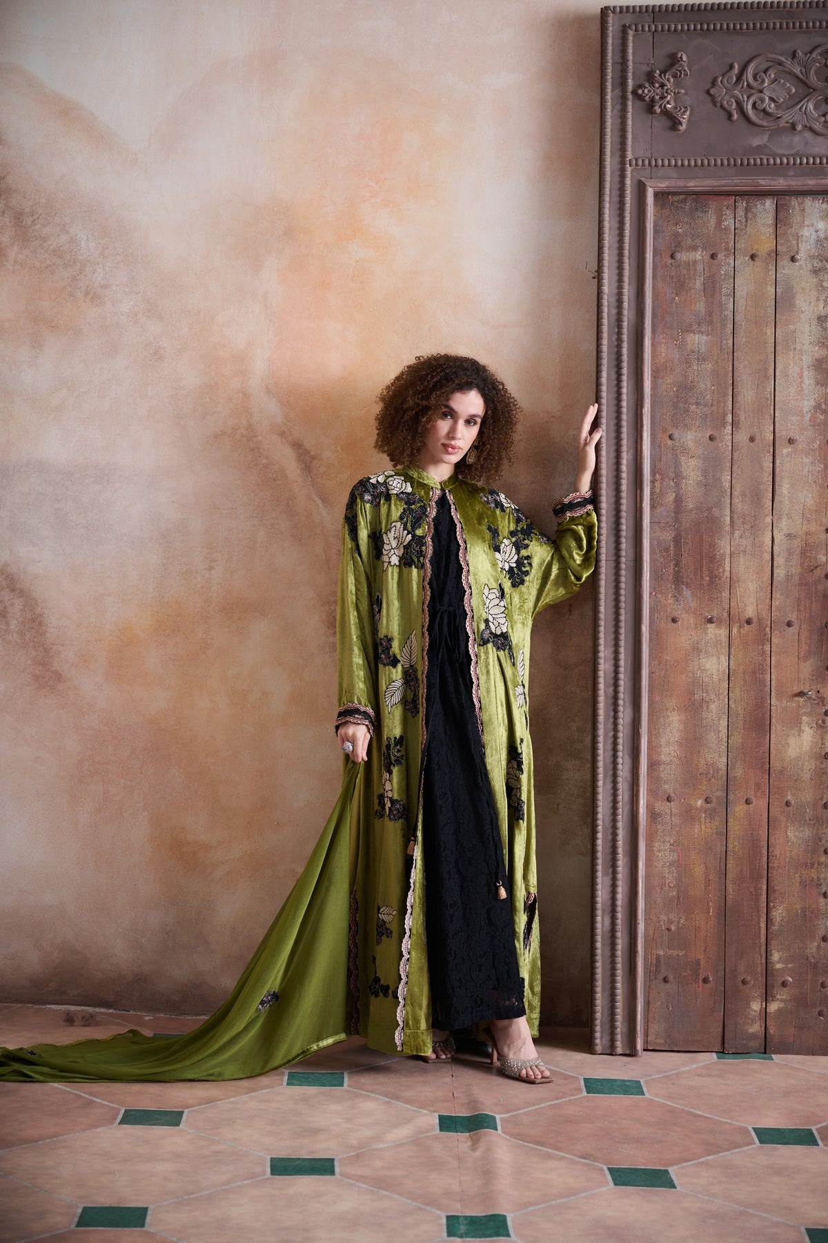 Zahia Embroidered Abaya with Embellishment