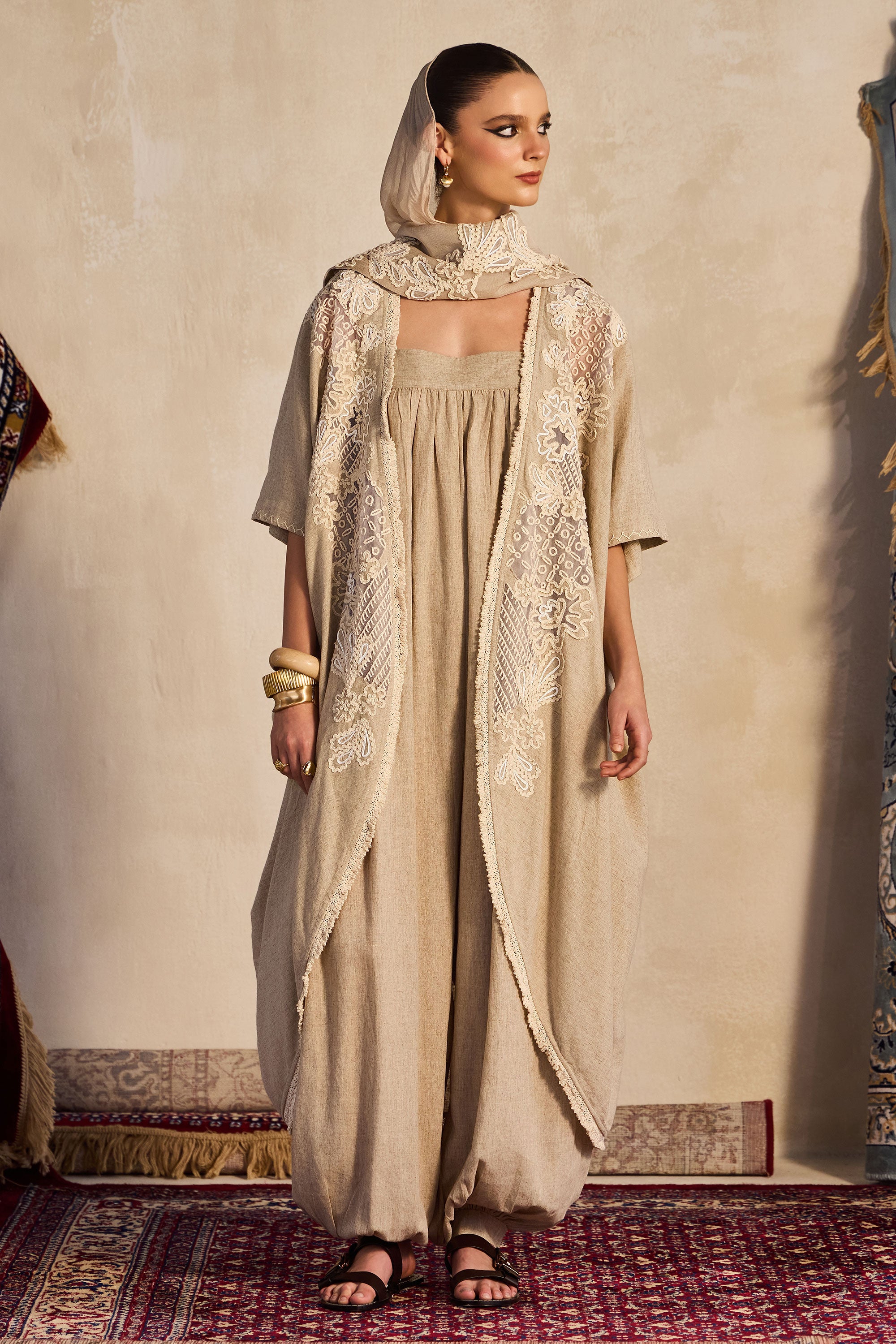 Manahel Embroidered Bisht with Jumpsuit