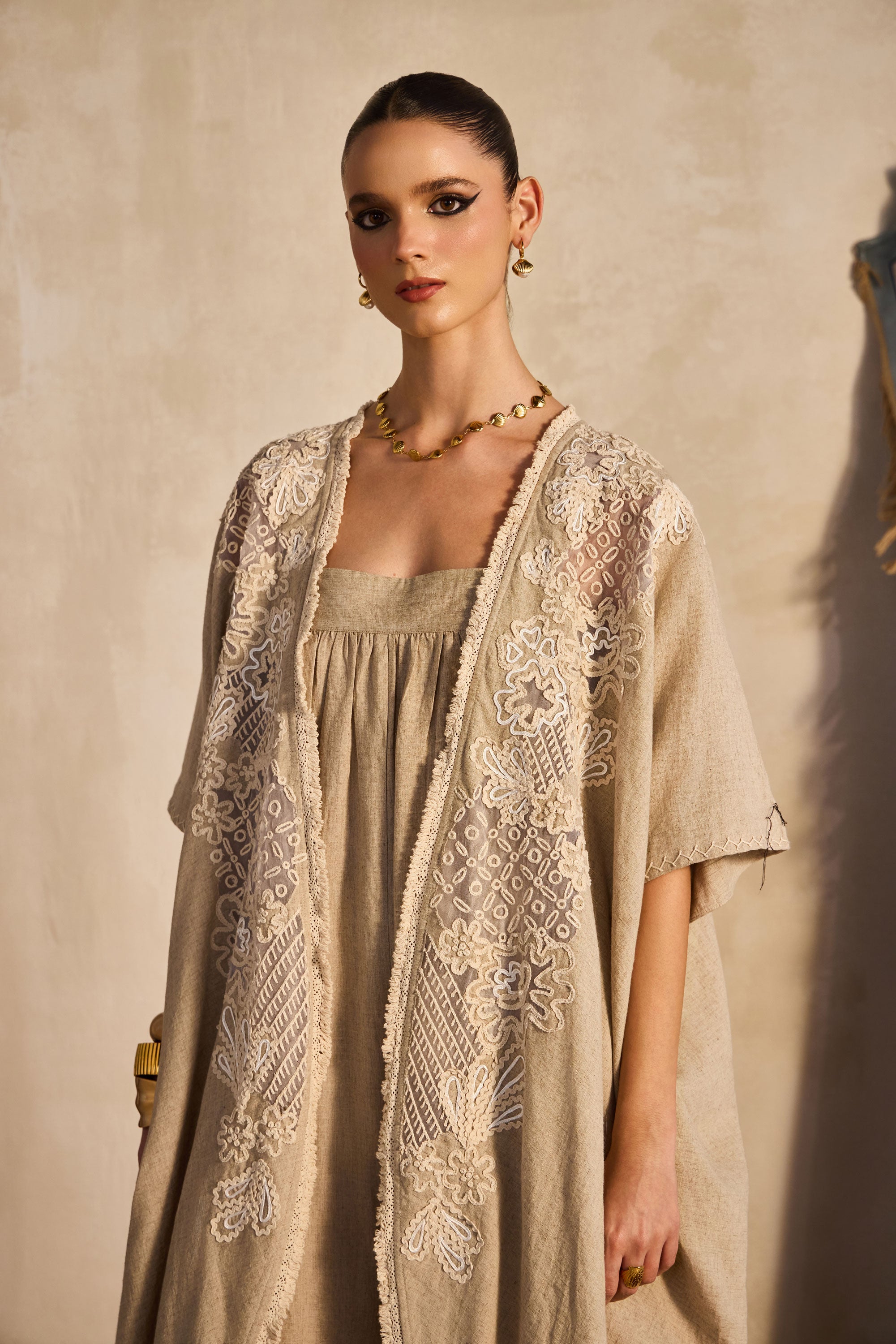 Manahel Embroidered Bisht with Jumpsuit