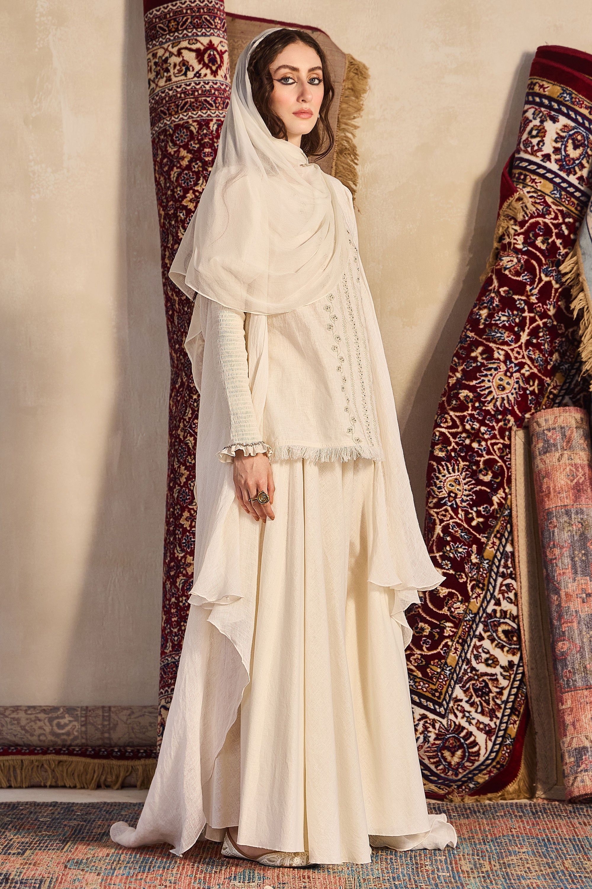 Zubeyra Embroidered Cape with Sharara