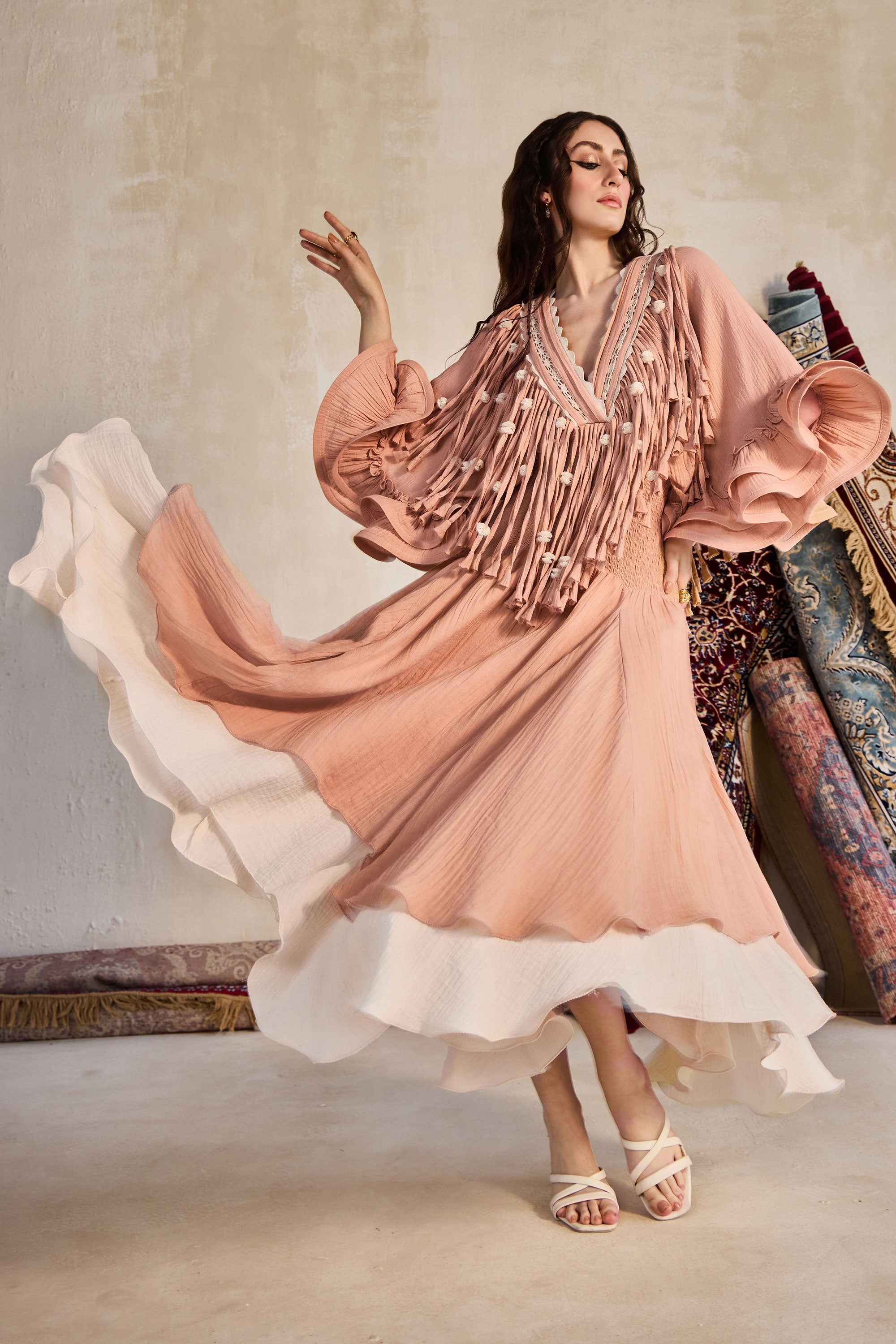 Noofiya Embroidered Jalabiya with Tassels
