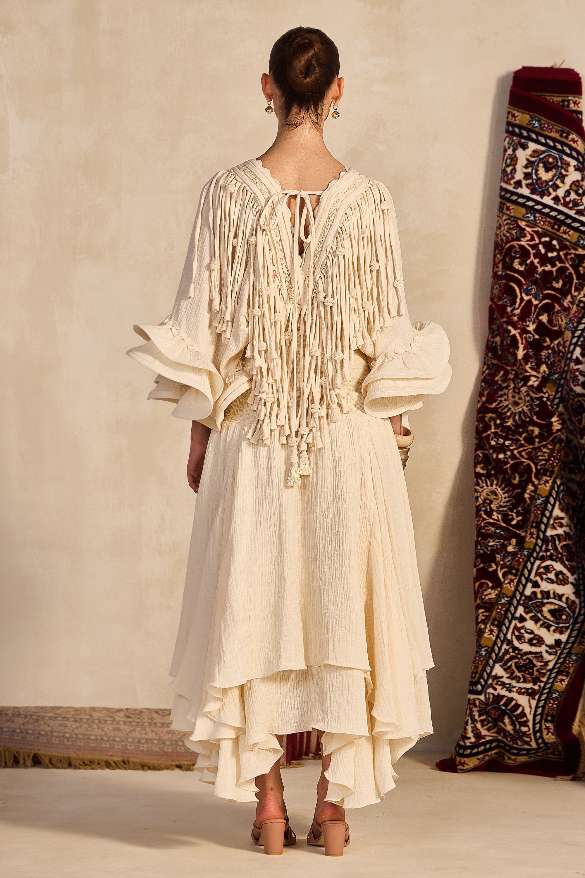 Halmiza Embroidered Jalabiya with Tassels