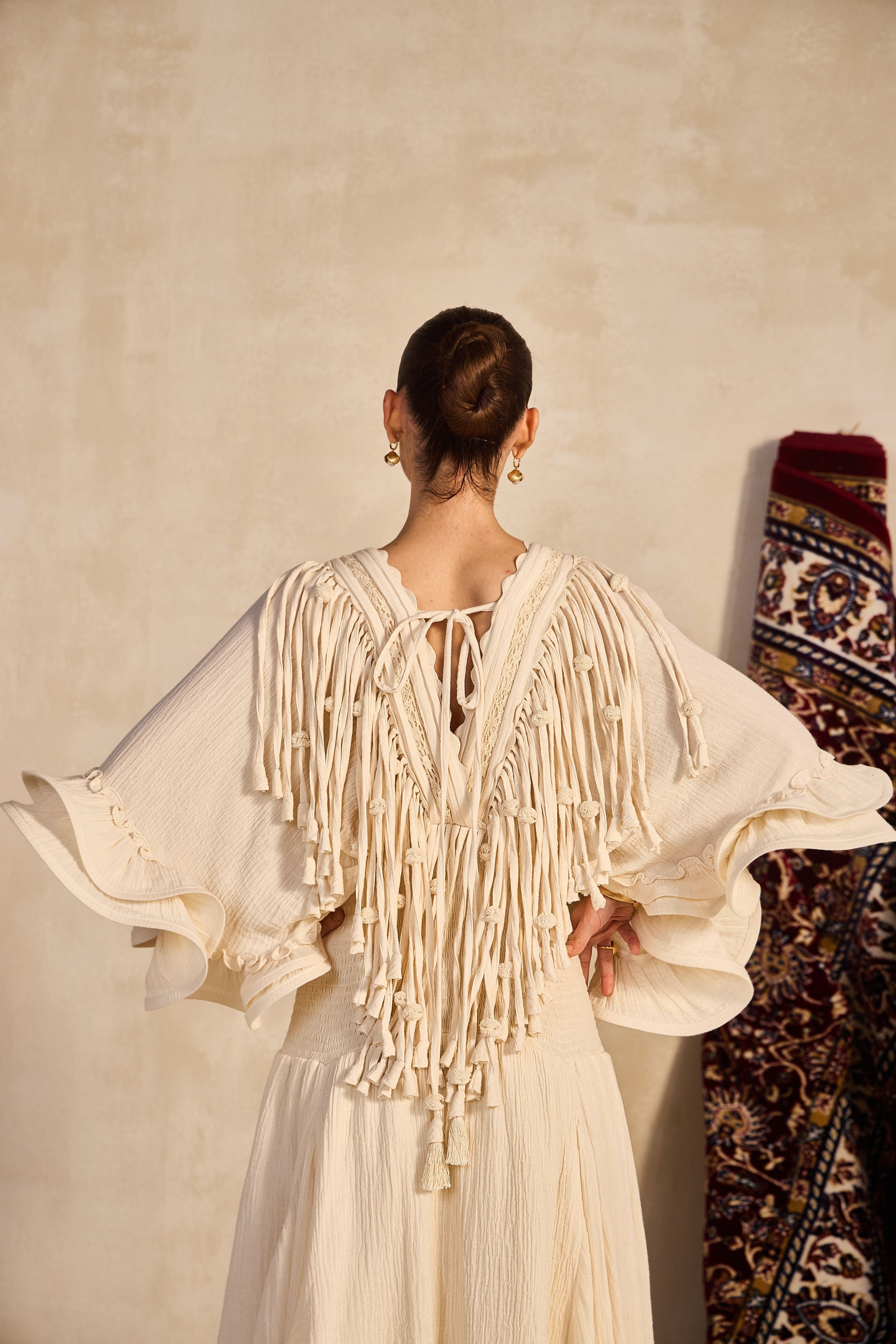 Halmiza Embroidered Jalabiya with Tassels