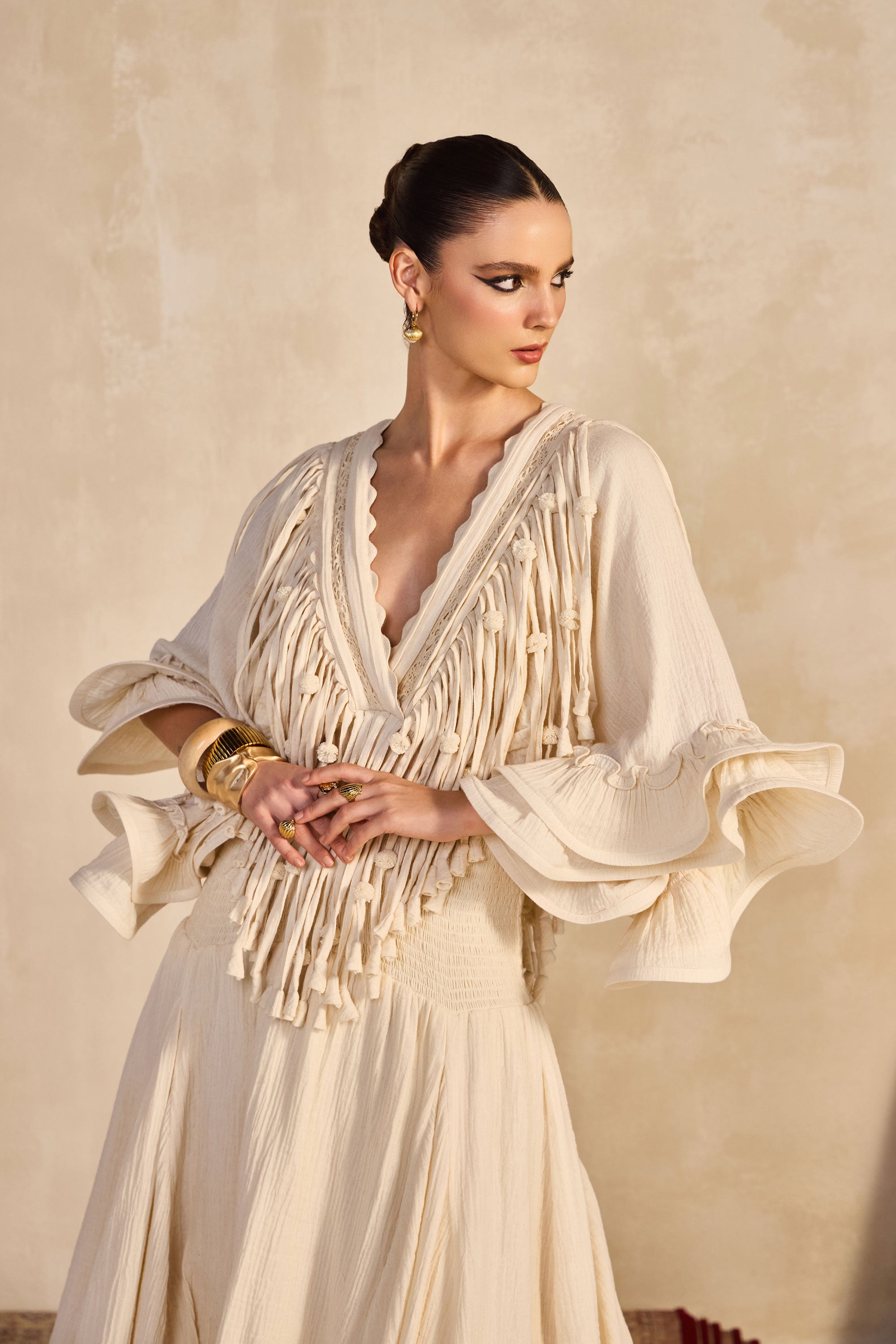 Halmiza Embroidered Jalabiya with Tassels