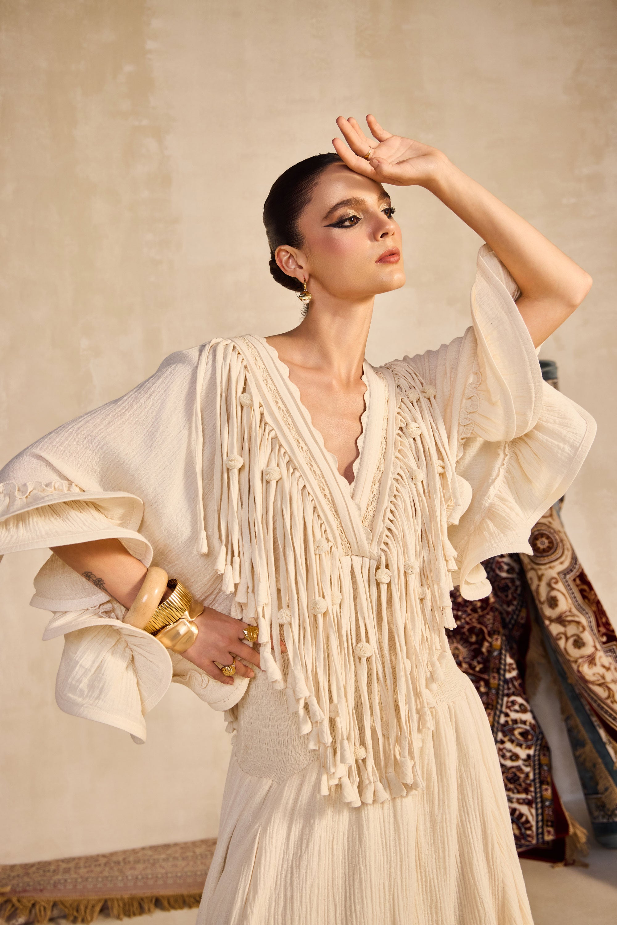 Halmiza Embroidered Jalabiya with Tassels