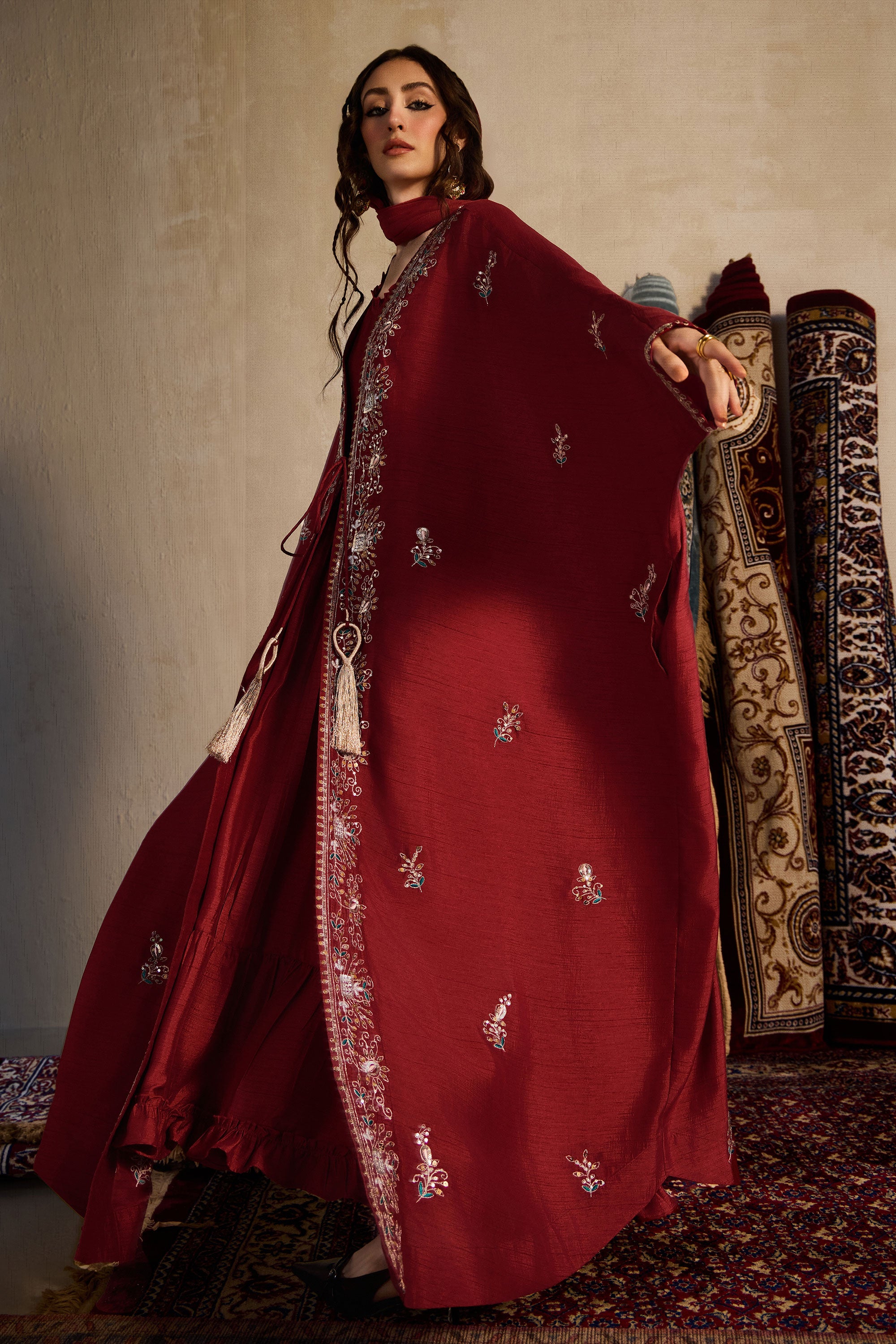 Tharwat Embroidered Abaya with Embellishment