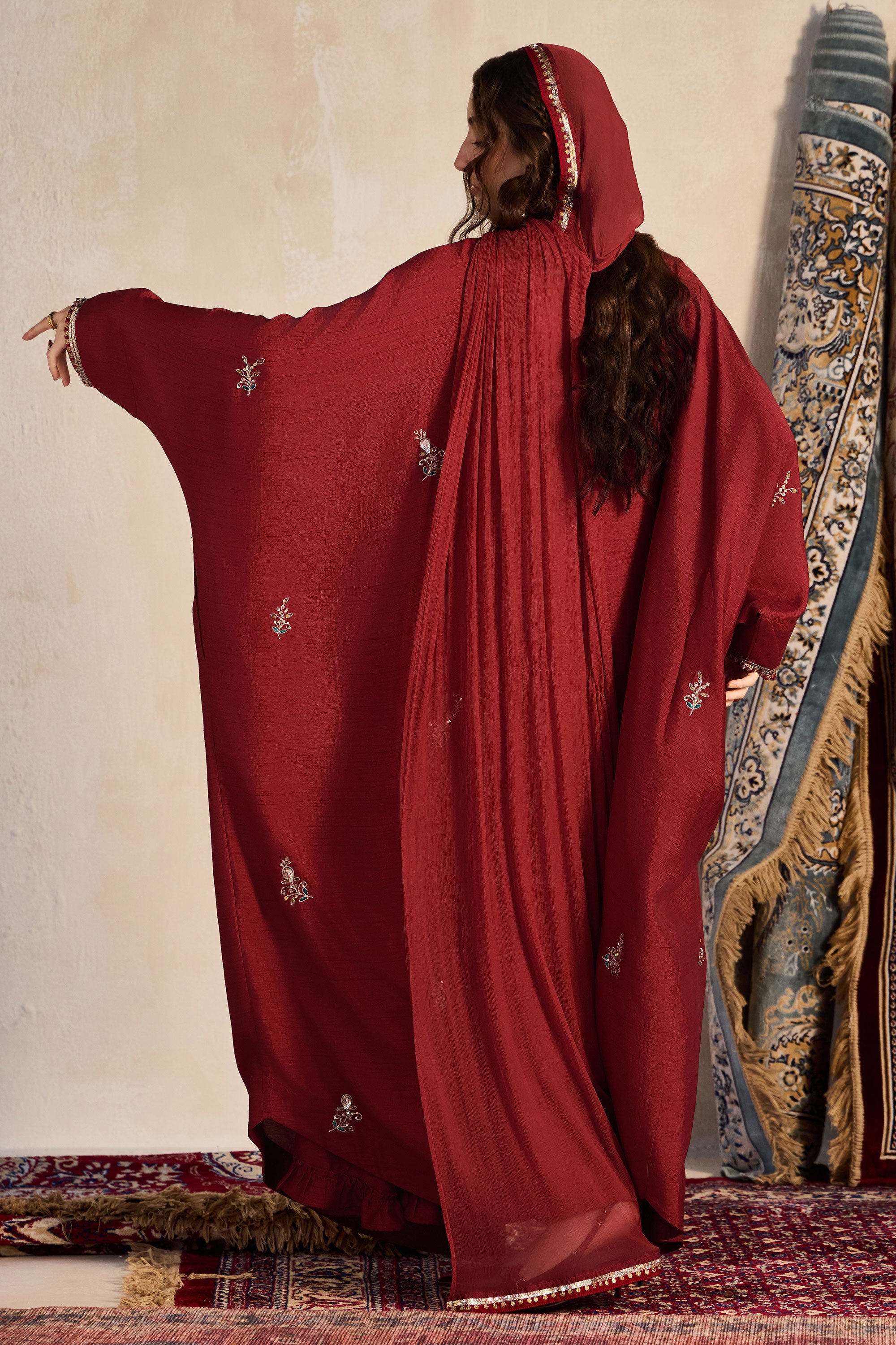 Tharwat Embroidered Abaya with Embellishment