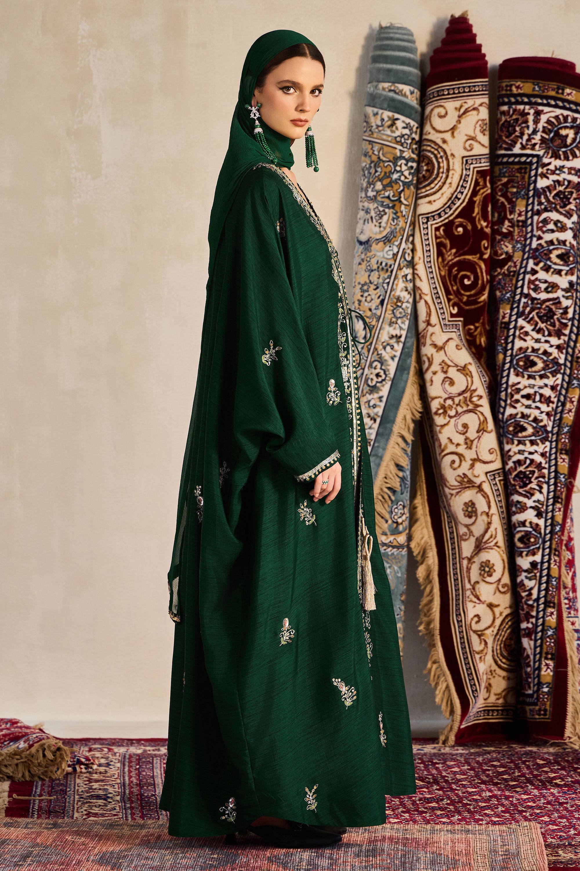 Salha Embroidered Abaya with Embellishment