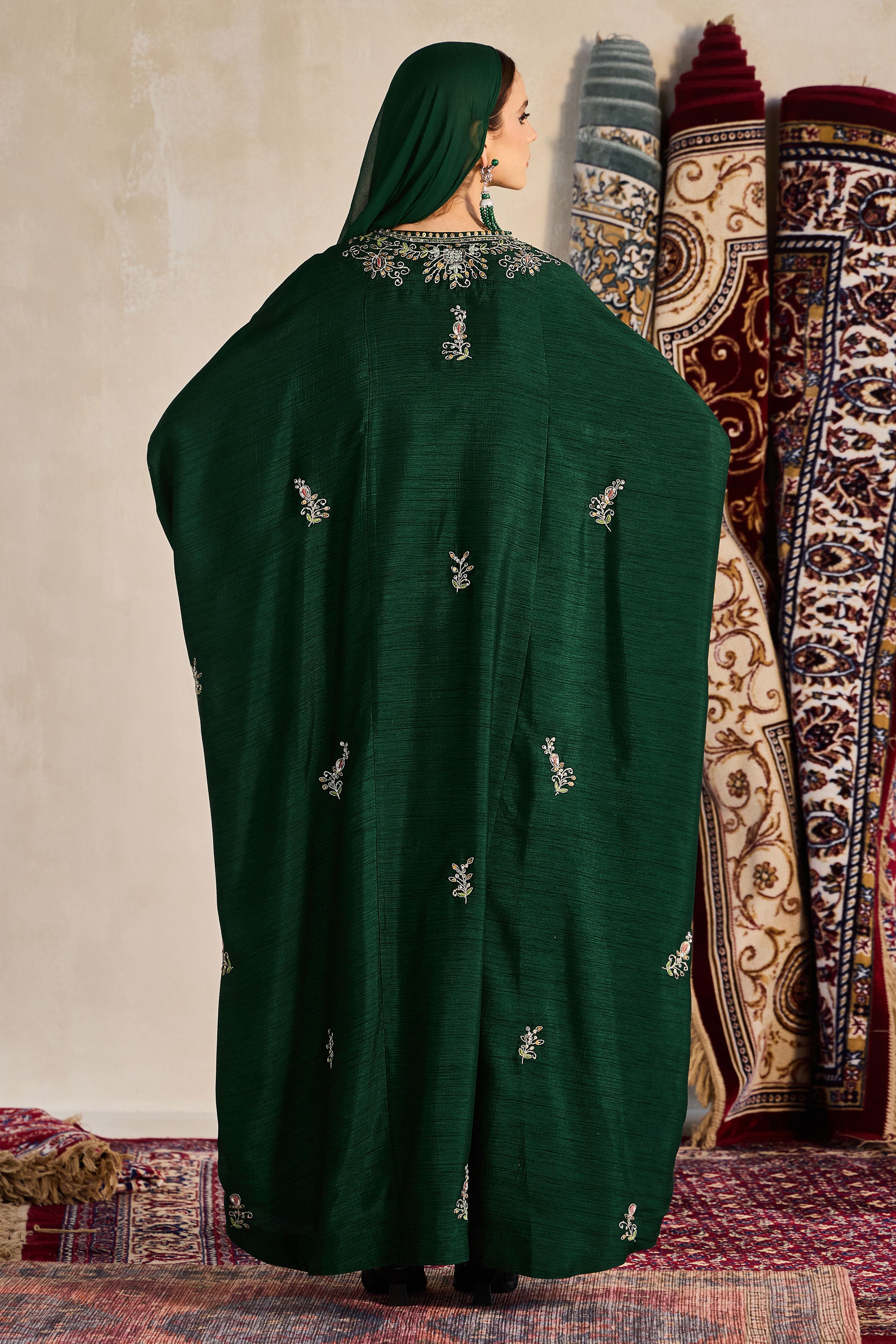Salha Embroidered Abaya with Embellishment