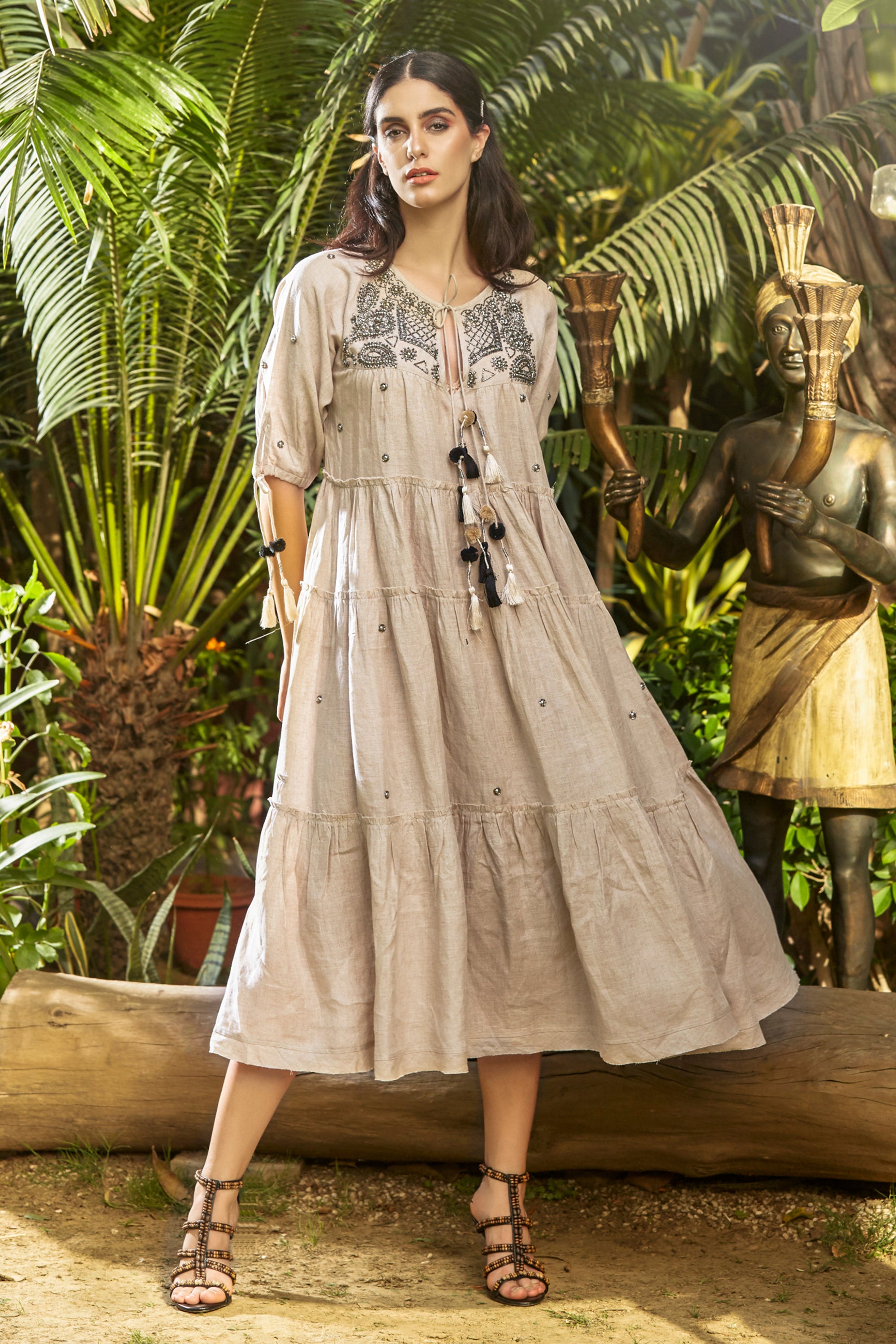 Zufaira Embroidered Jalabiya with Tassels