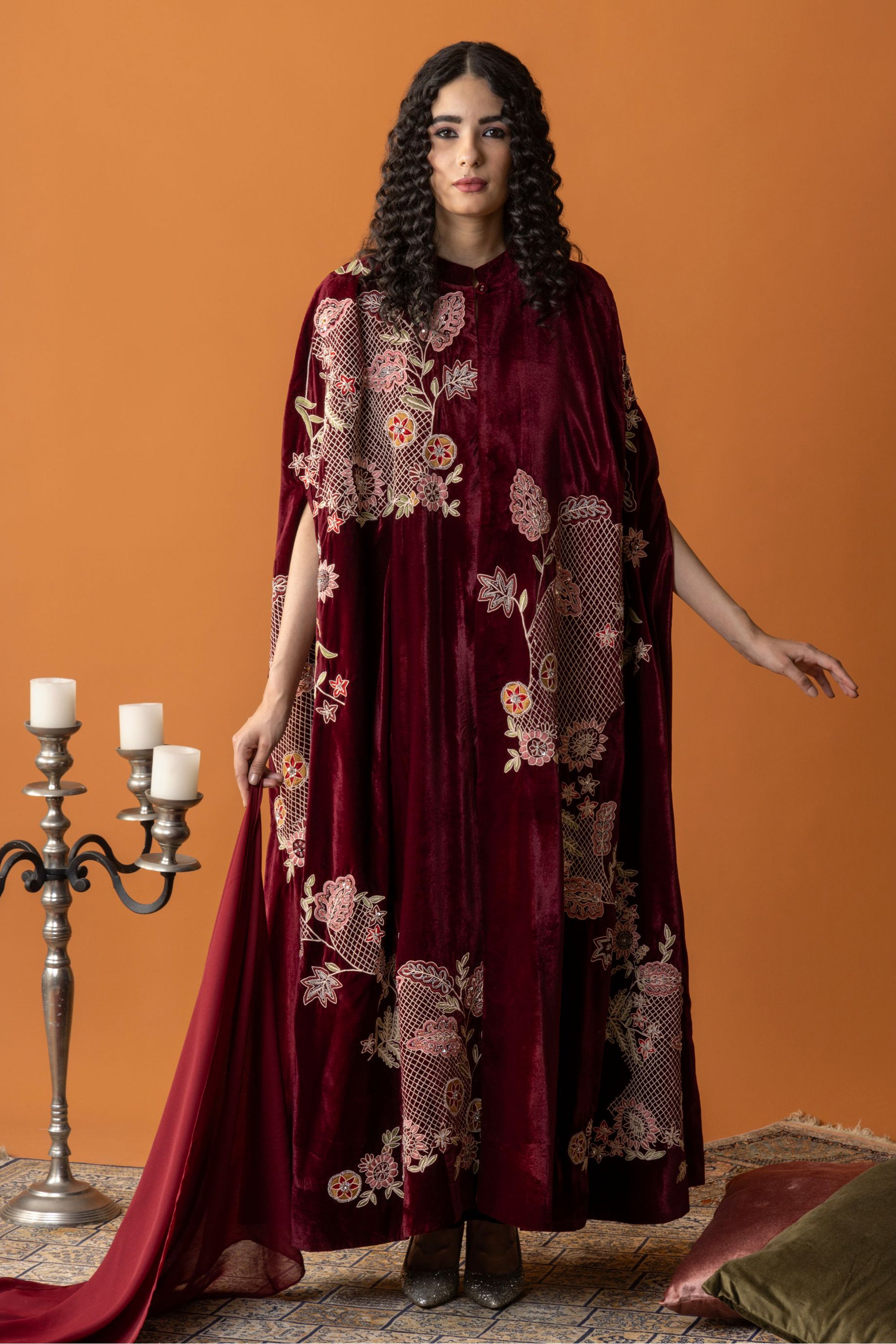 Ahlam Embroidered Cape with Embellishment