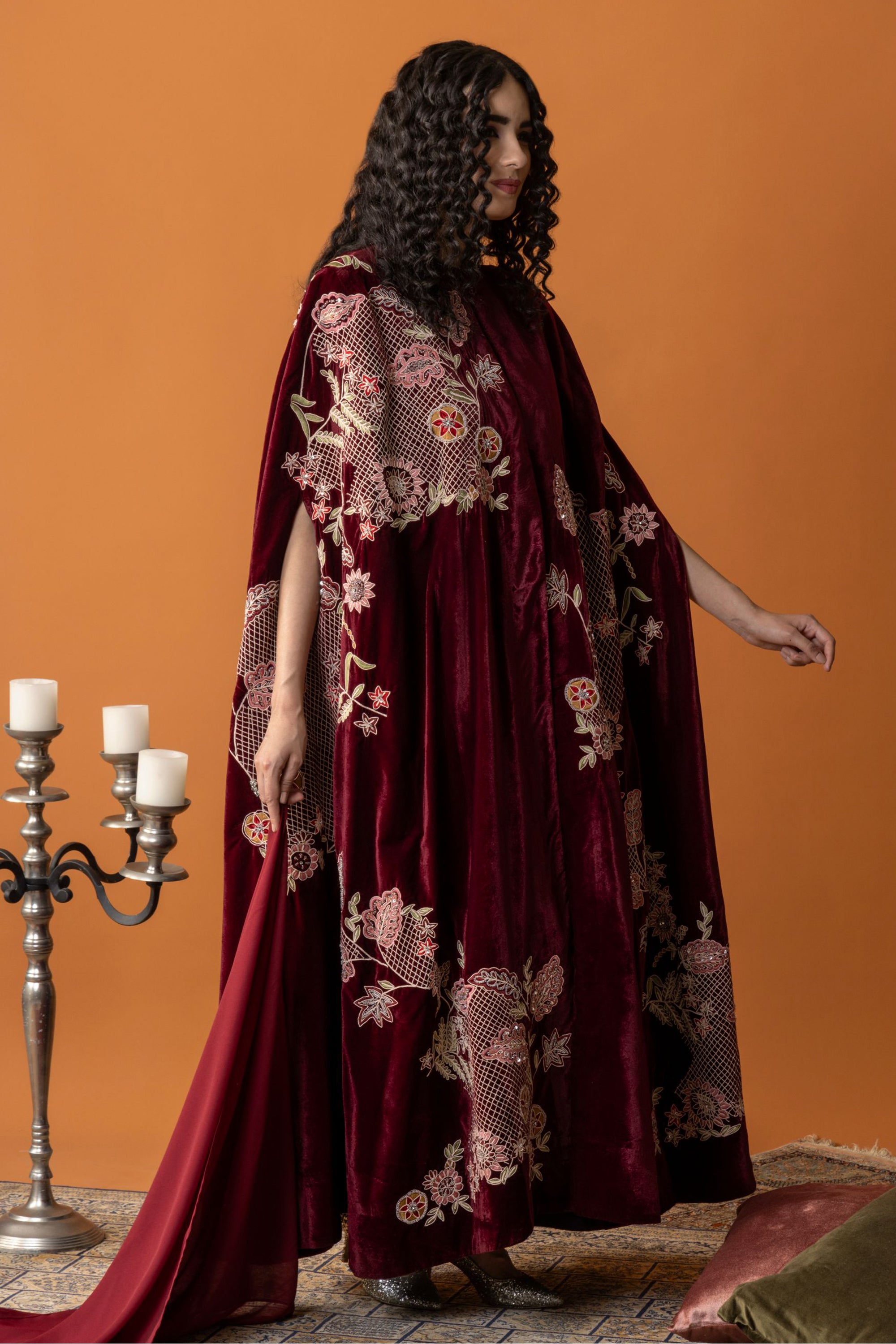 Ahlam Embroidered Cape with Embellishment