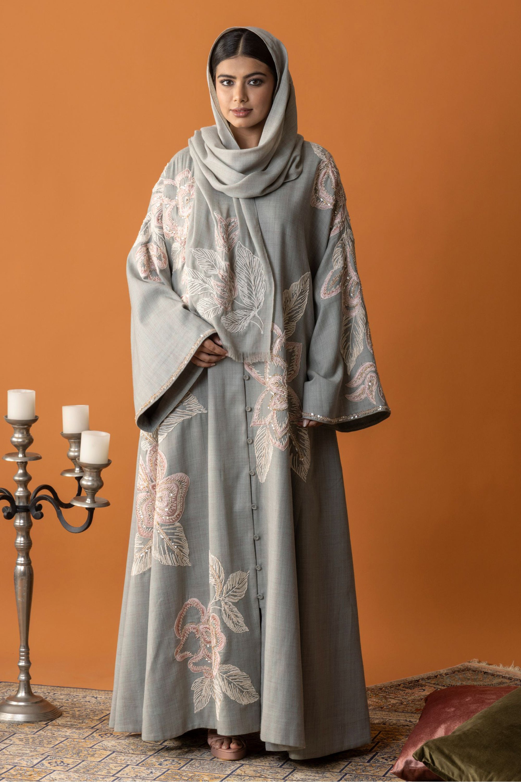 Amal Embroidered Abaya with Embellishment