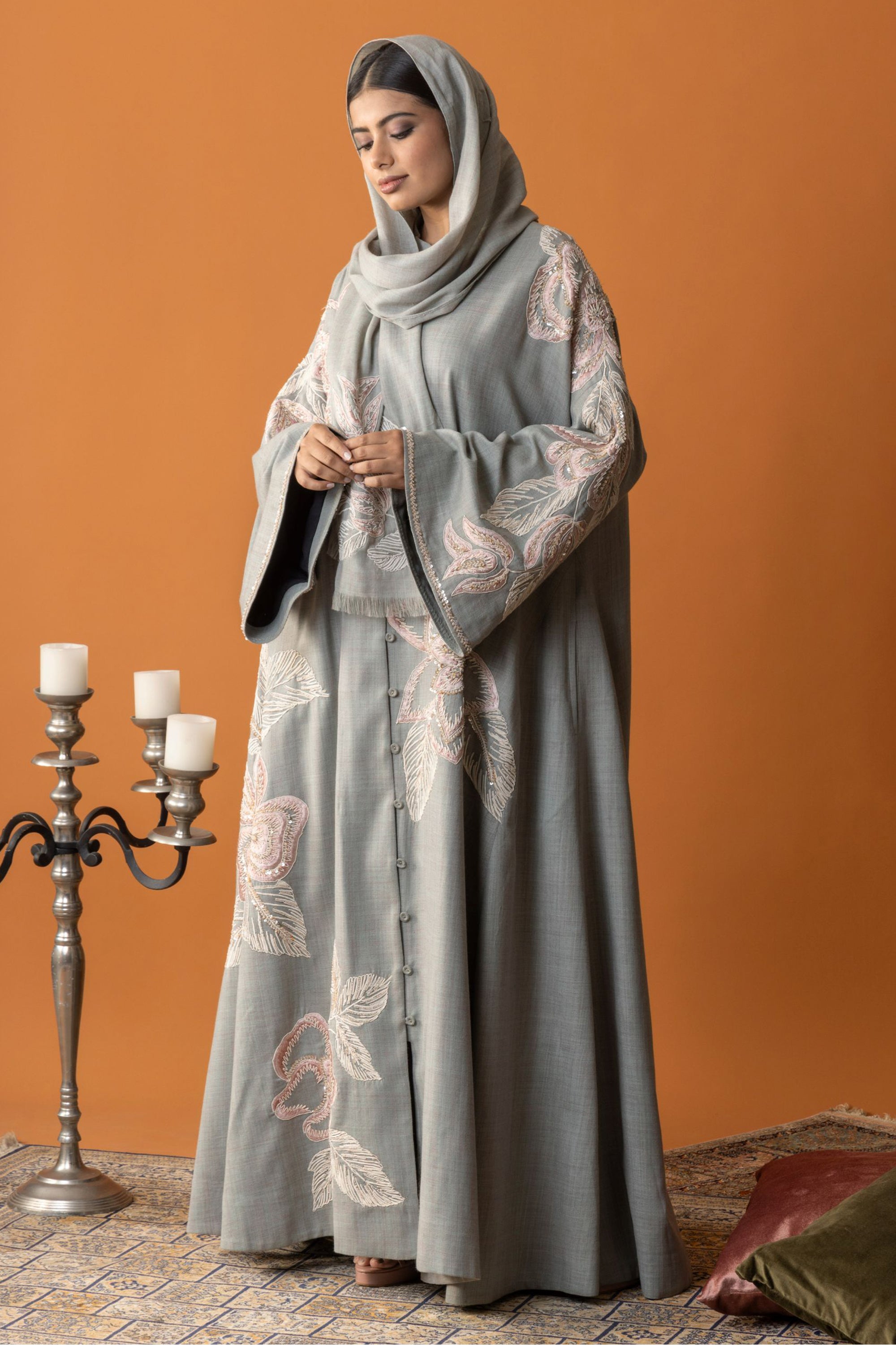 Amal Embroidered Abaya with Embellishment