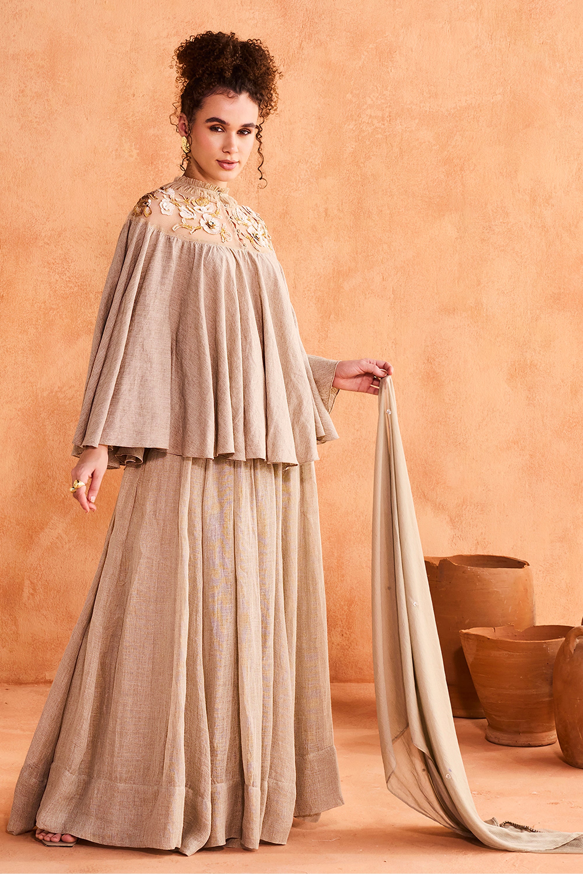 Barira Embroidered Cape & Skirt