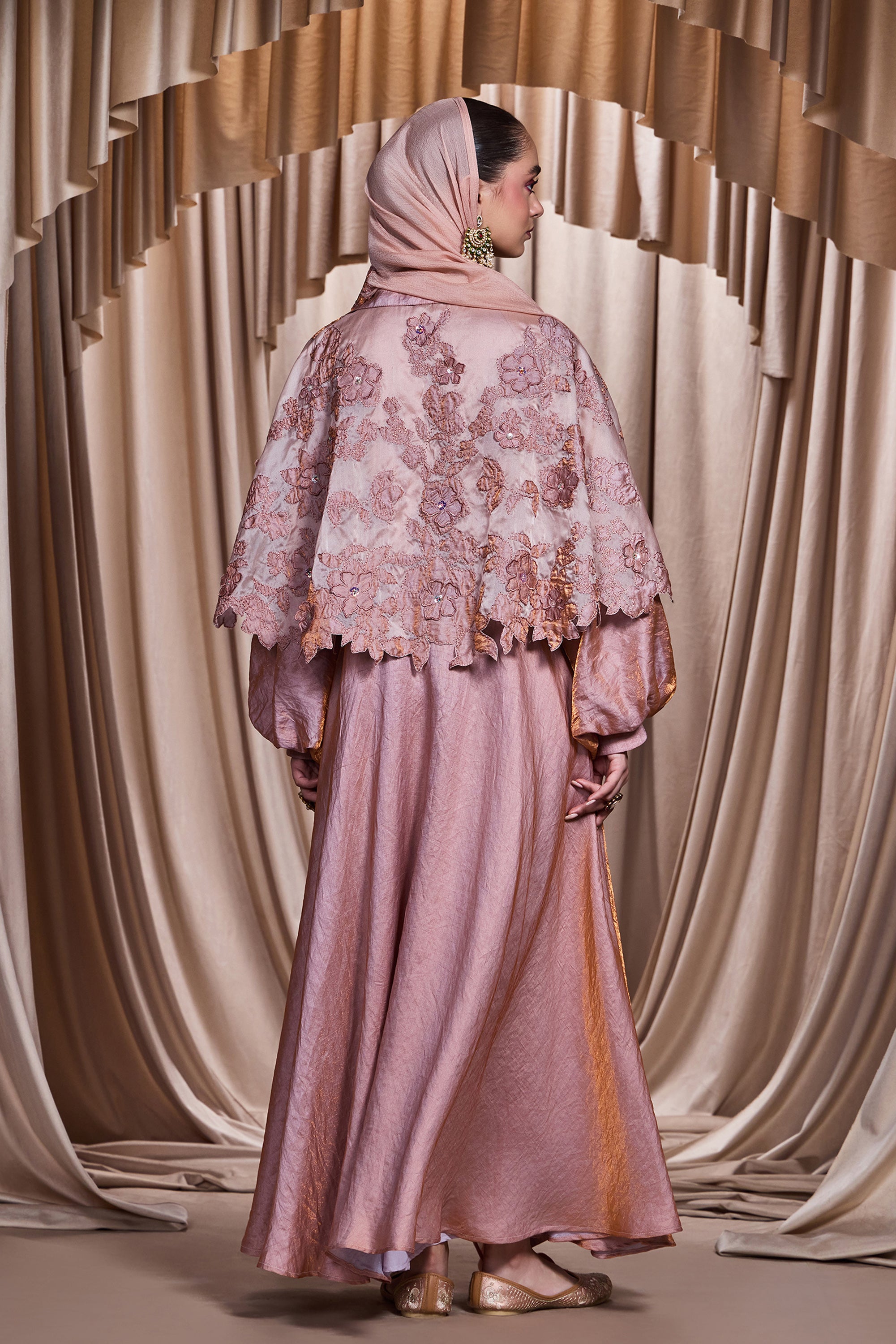 Sherine Applique Embroidered Cape with Embellishment