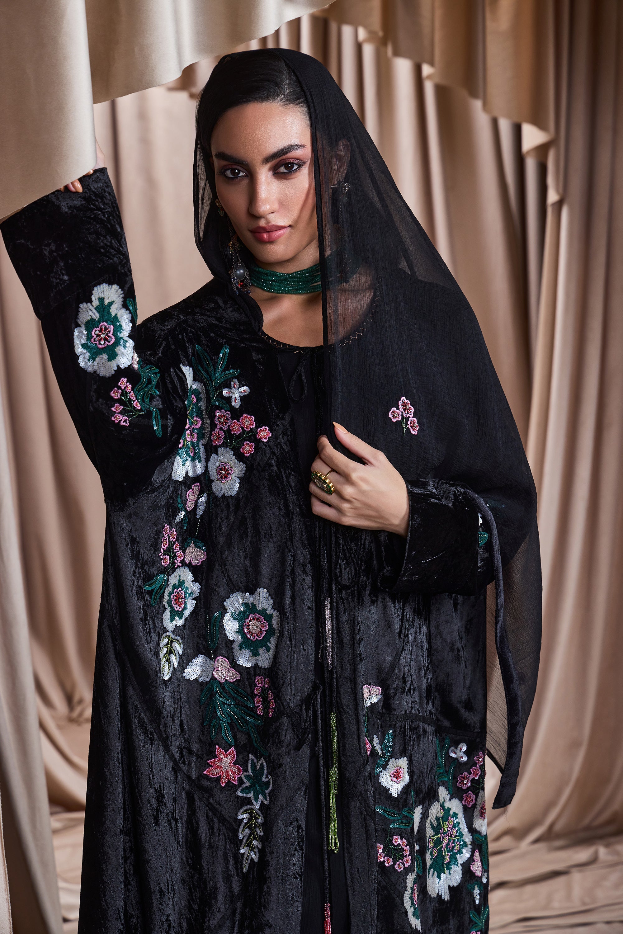 Zarlasta Embroidered Abaya with Embellishment
