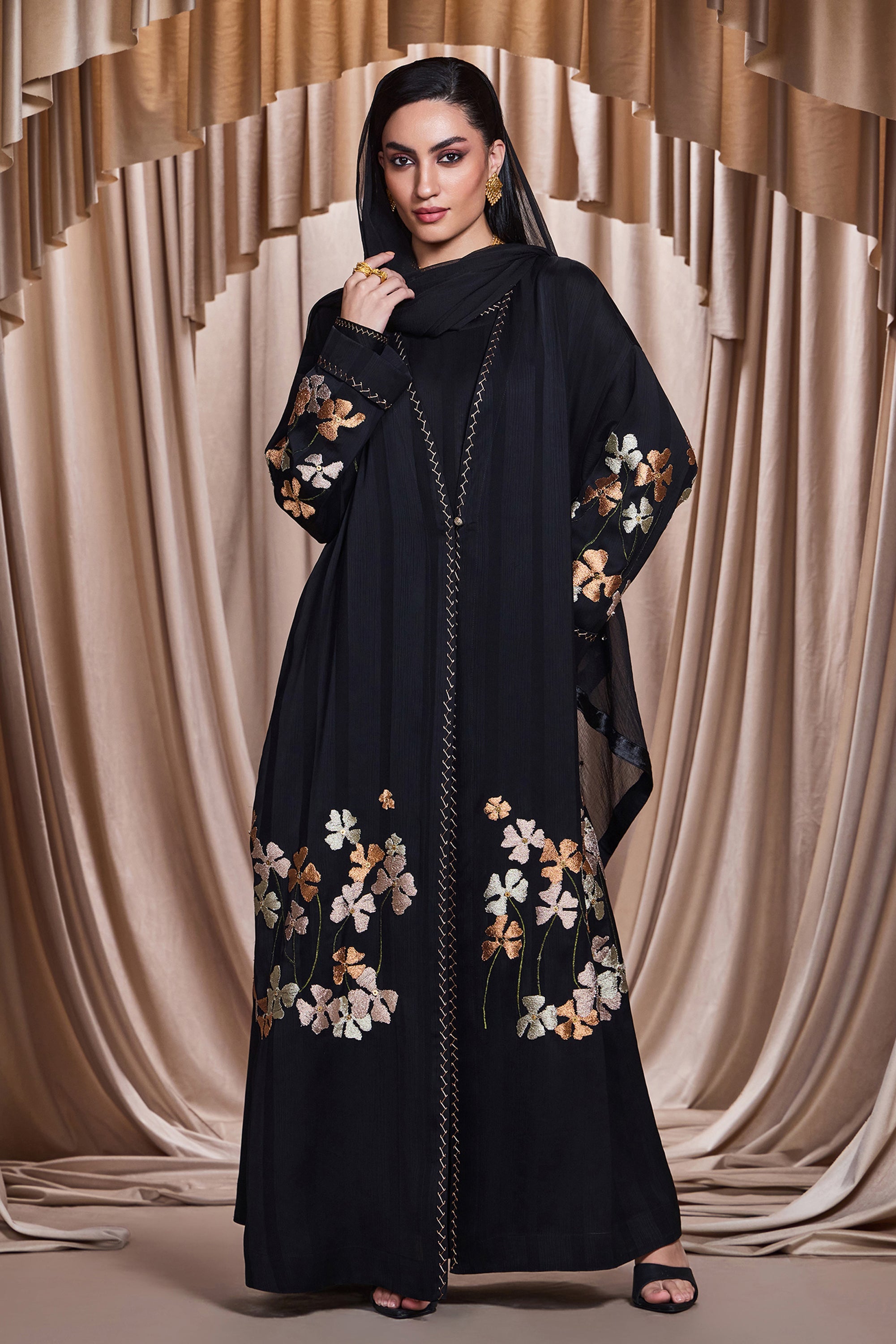 Akramah Embroidered Abaya with Embellishment