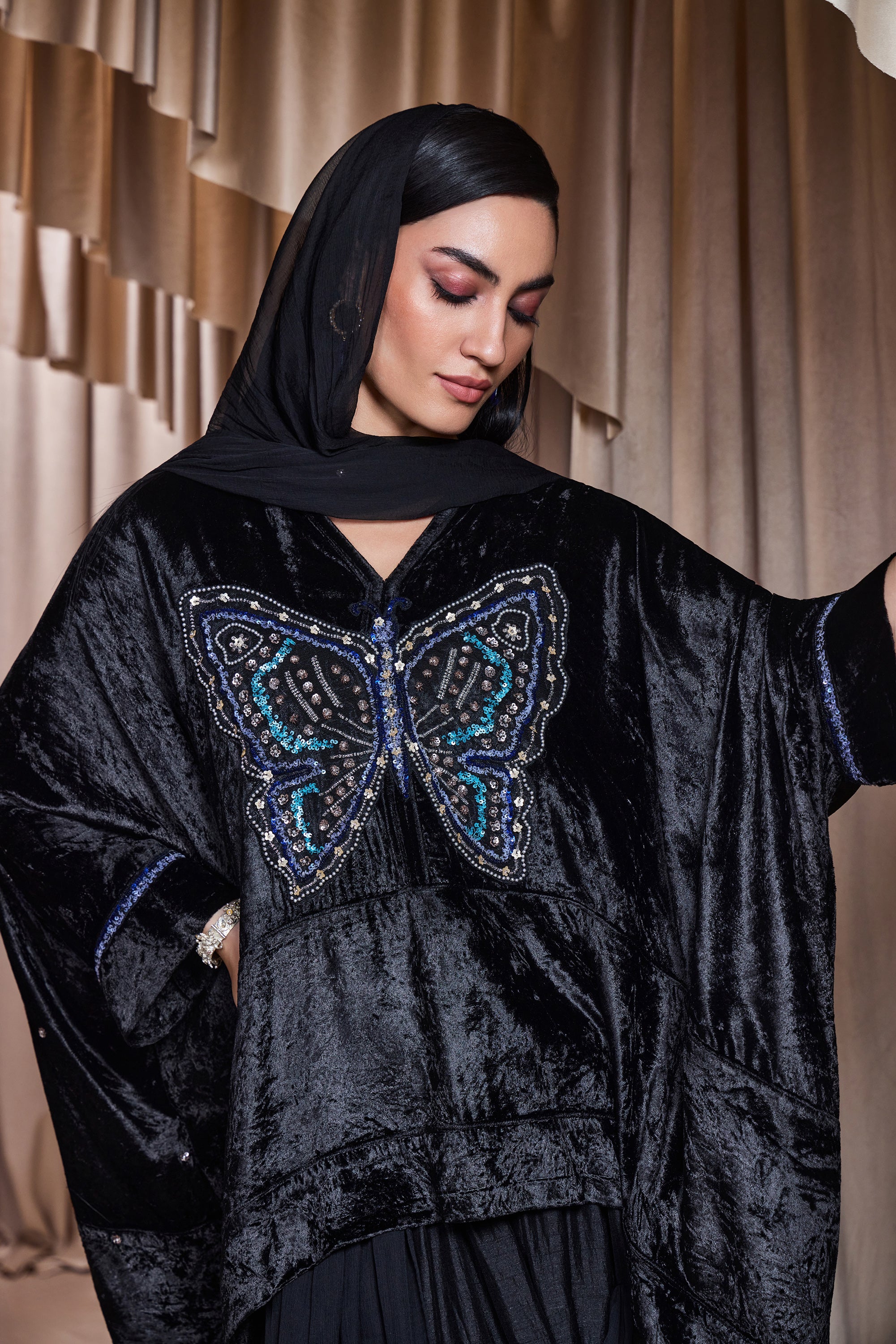Salima Embellished Cape with Skirt