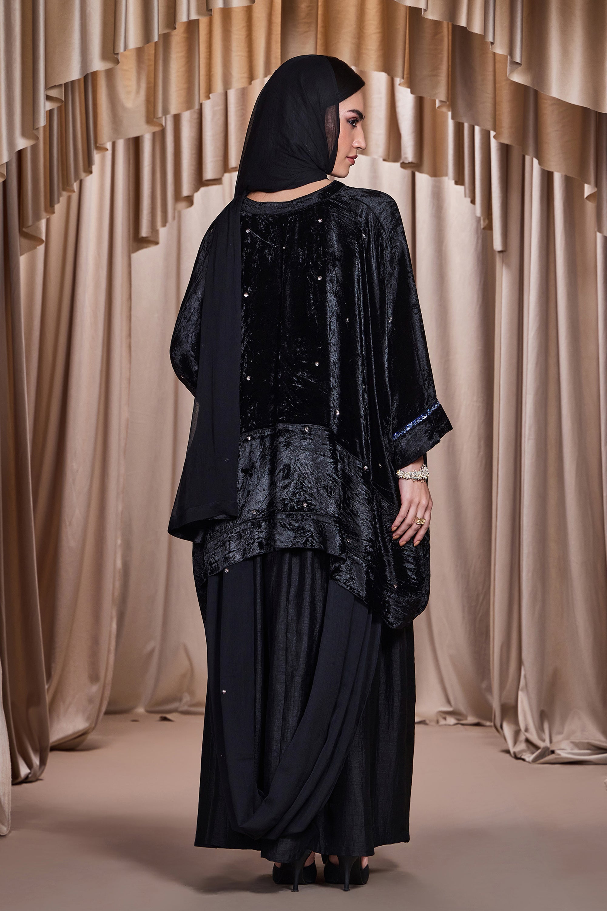 Salima Embellished Cape with Skirt