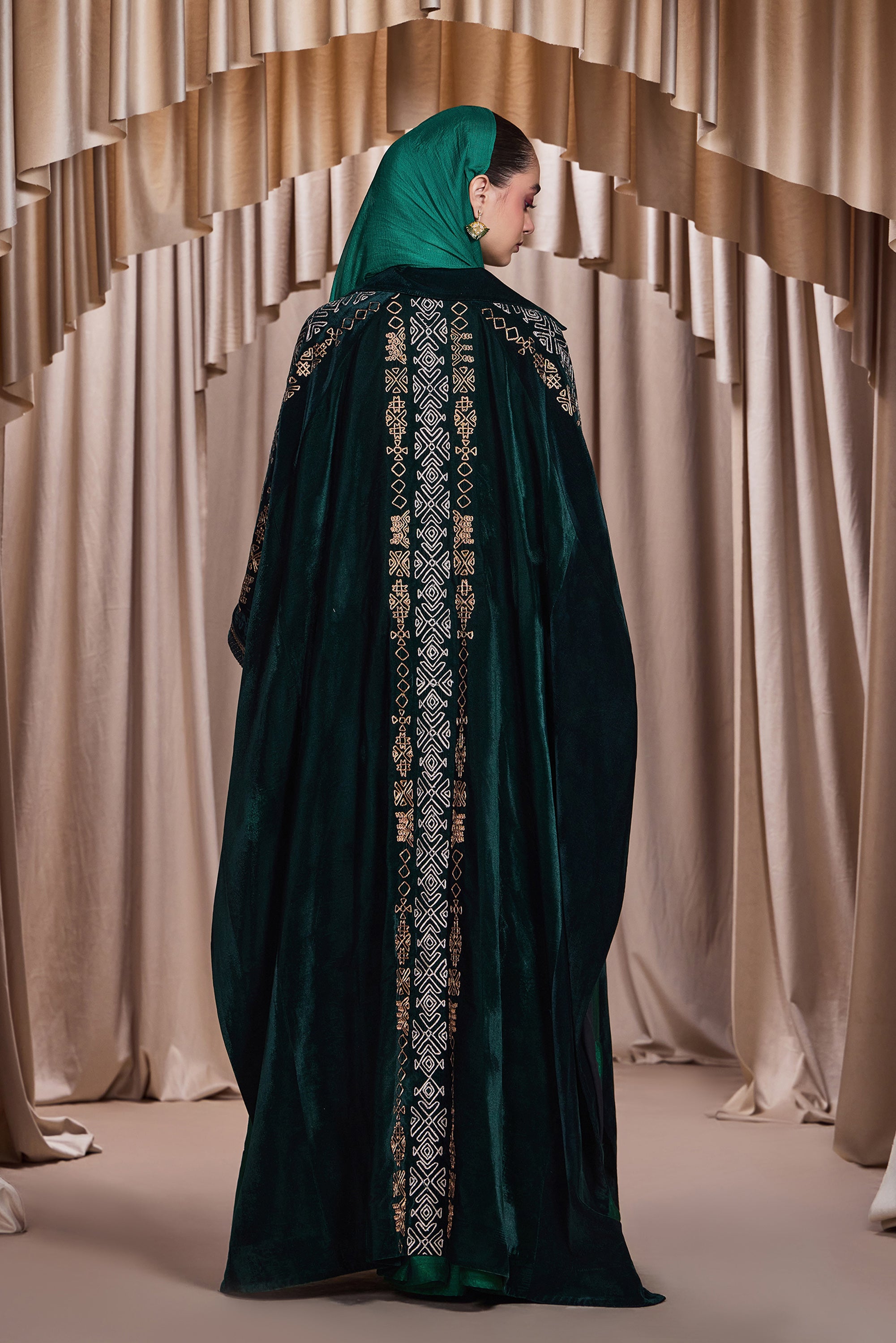 Yasira Embroidered Cape Abaya with Embellishment