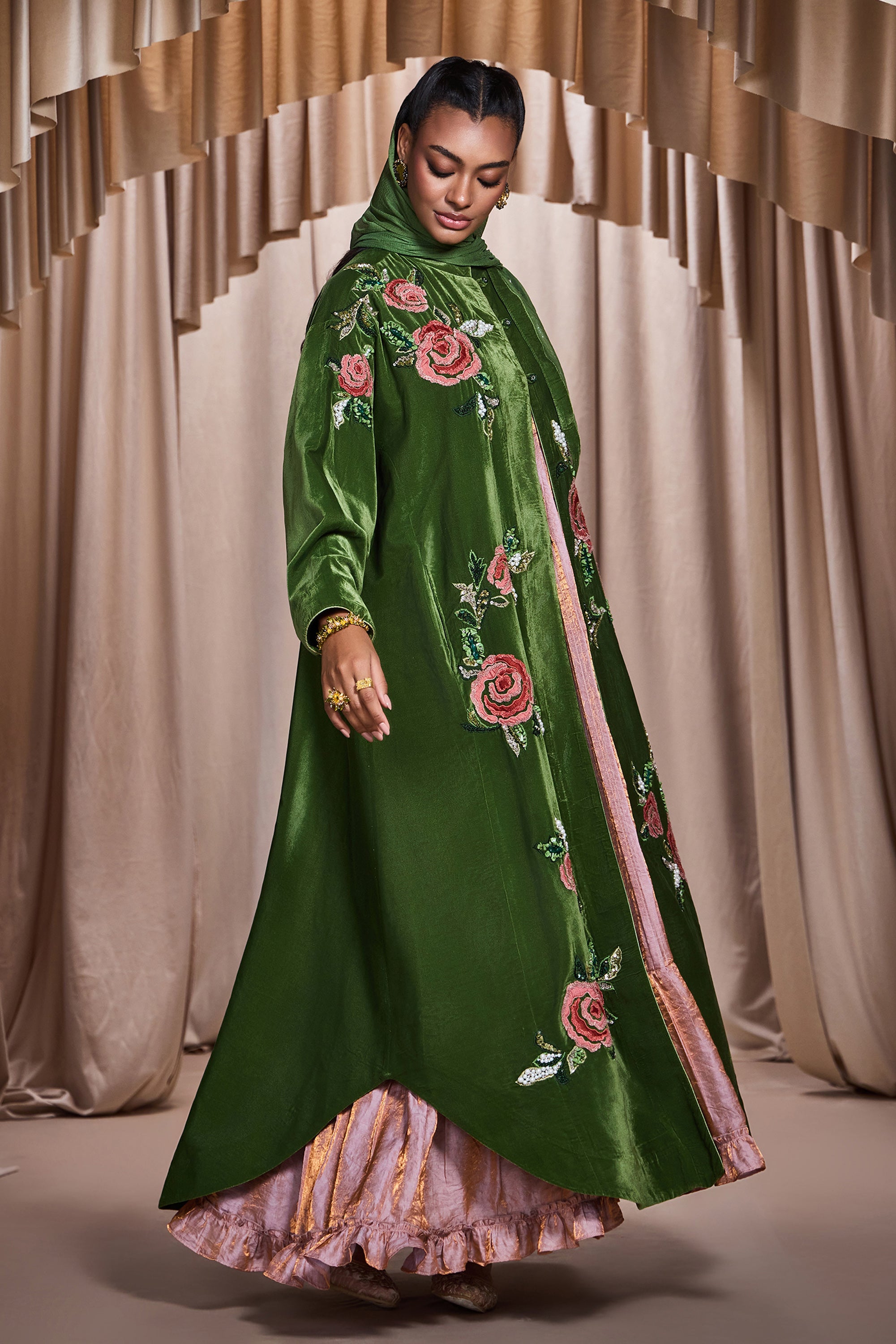 Rasheeda Applique Embroidered Abaya with Embellishment