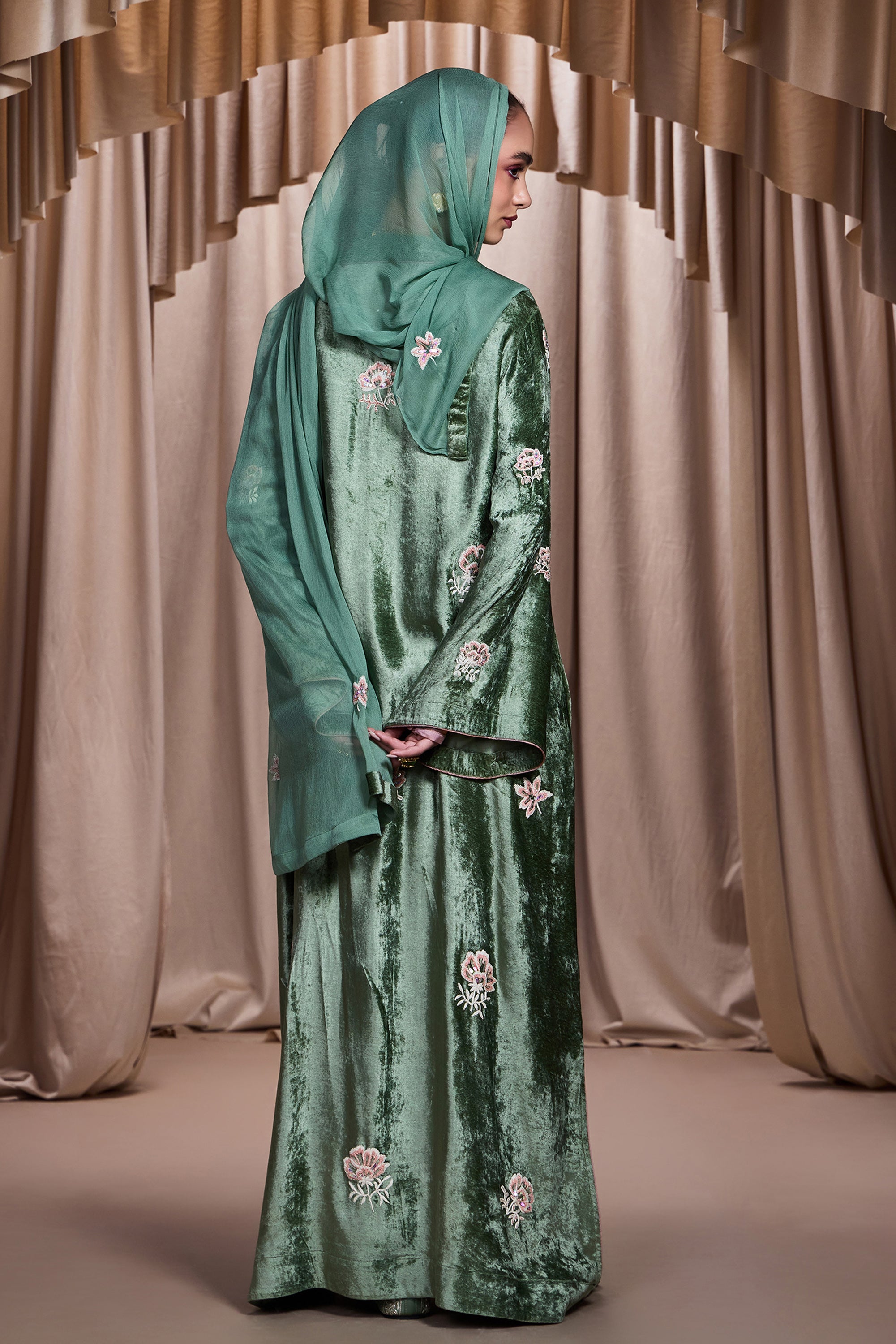 Ihsan Embroidered Abaya with Embellishment