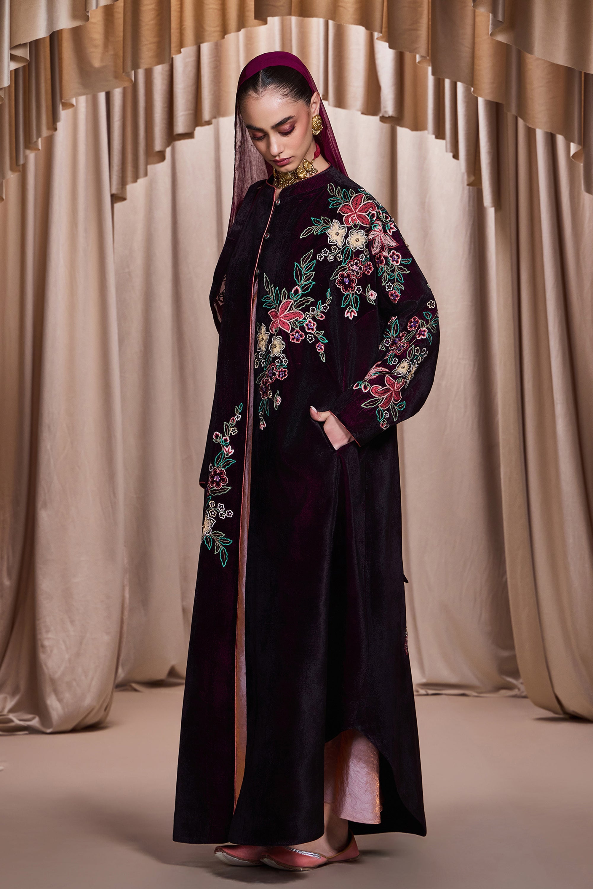 Khalida Embroidered Abaya with Embellishment