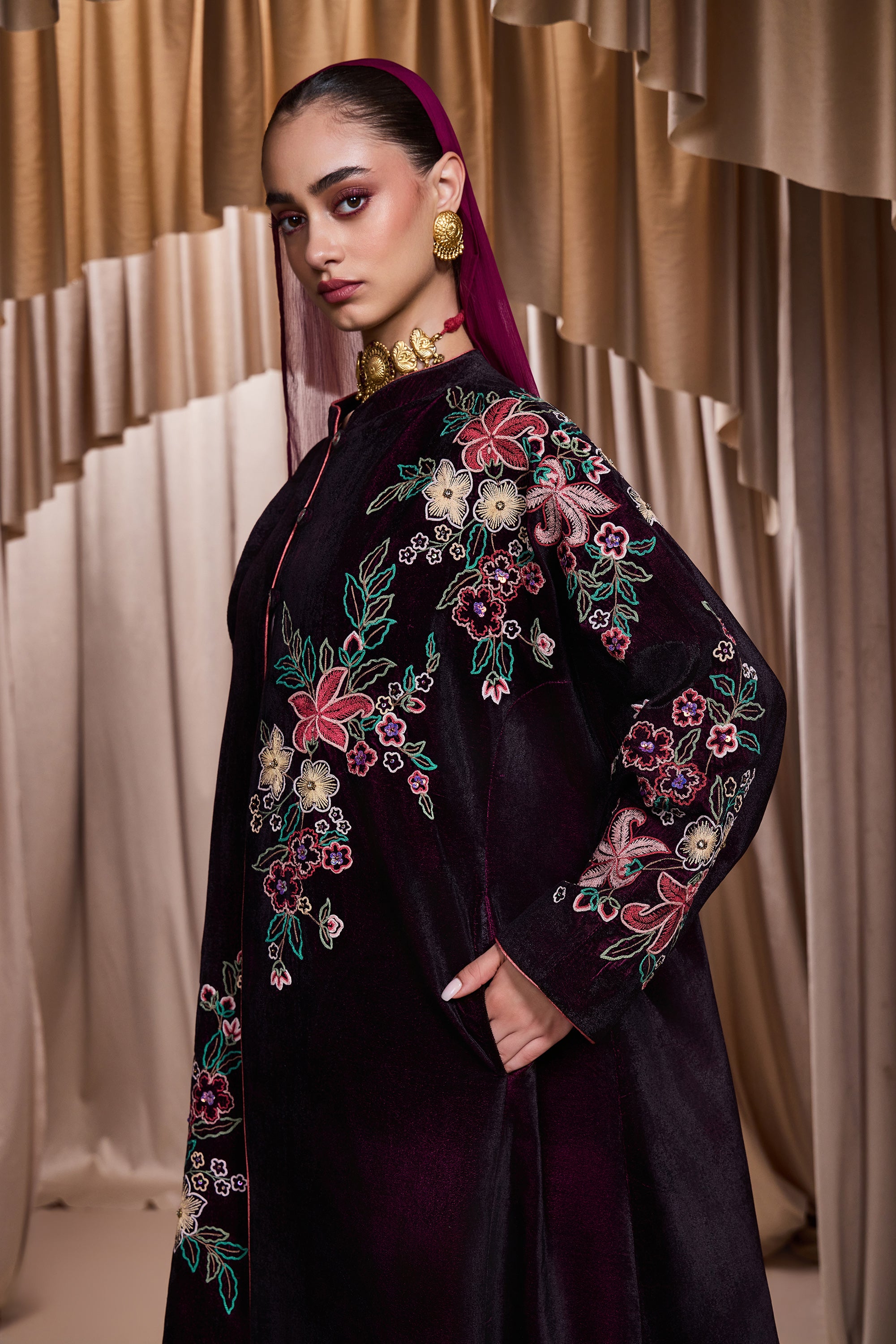 Khalida Embroidered Abaya with Embellishment