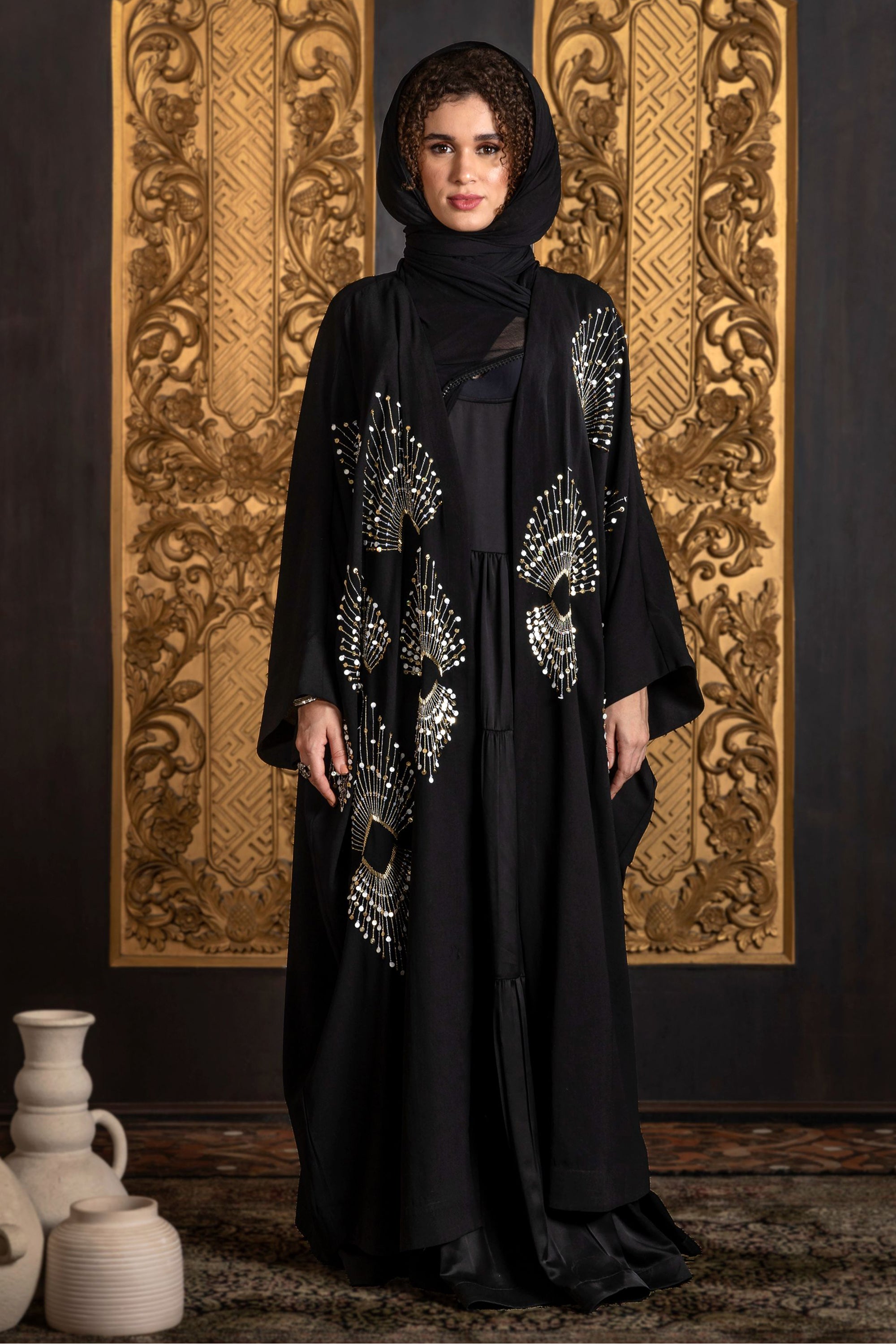 Wahida Embroidered Abaya with Sheila