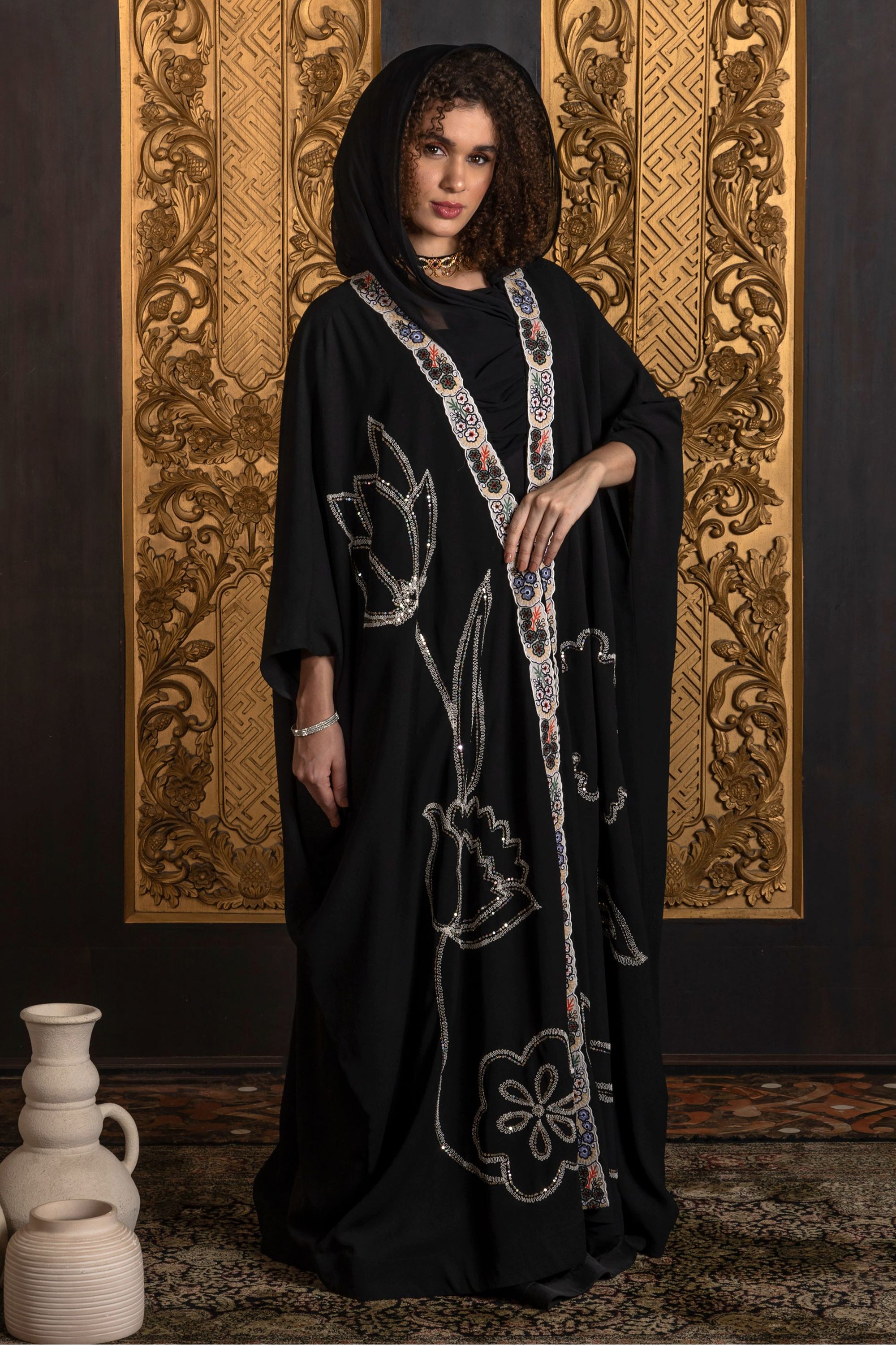 Soheila Embroidered Abaya with Sheila