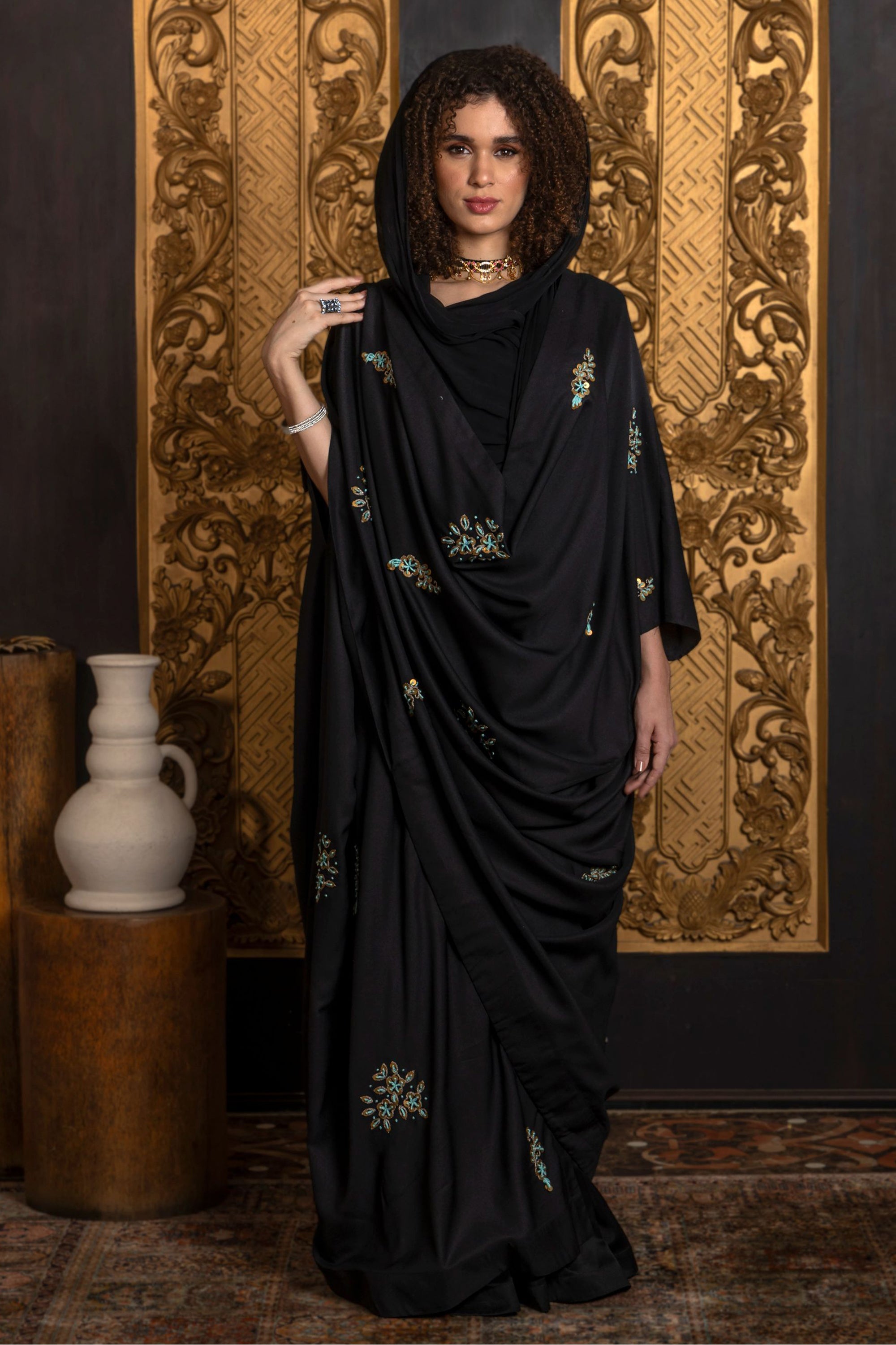 Farrah Embroidered Abaya with Sheila