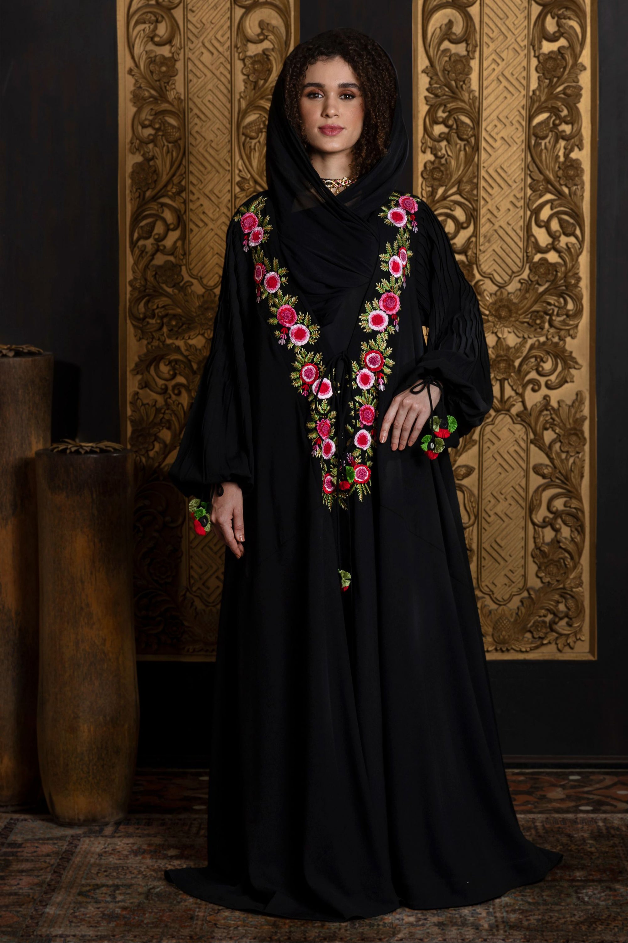 Malika Embroidered Abaya with Sheila