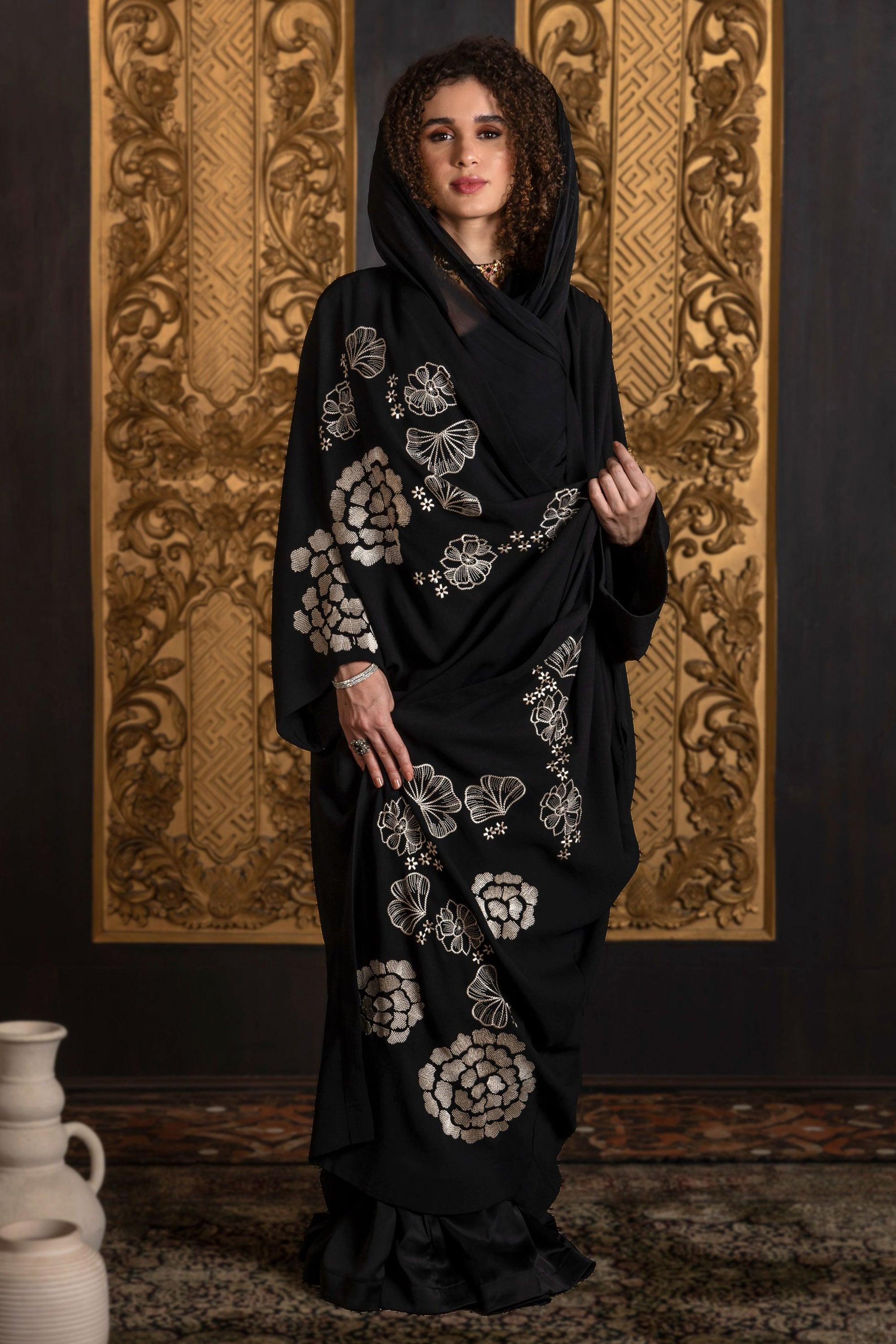 Zahirah Embroidered Abaya with Sheila