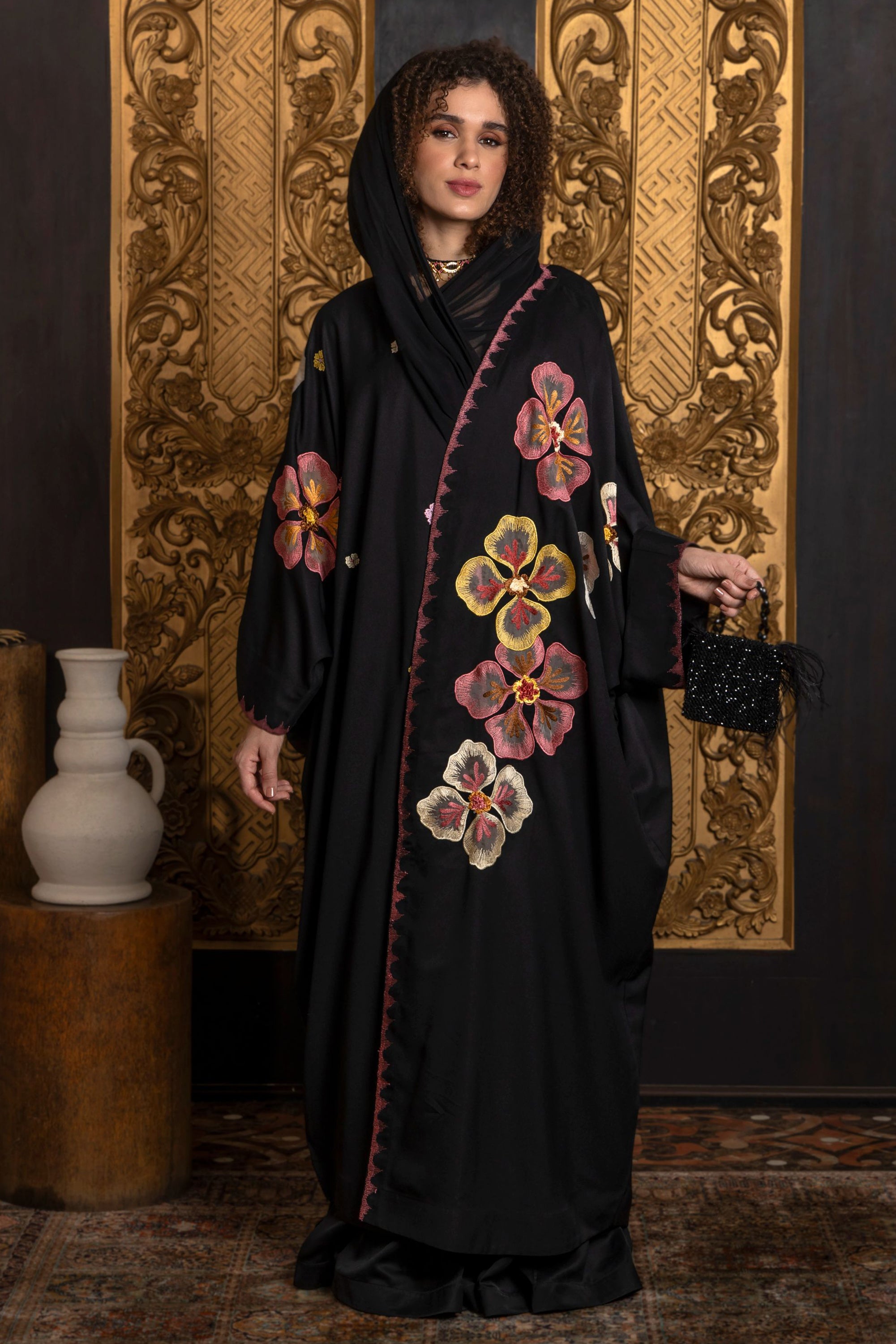 Huda Embroidered Abaya with Sheila