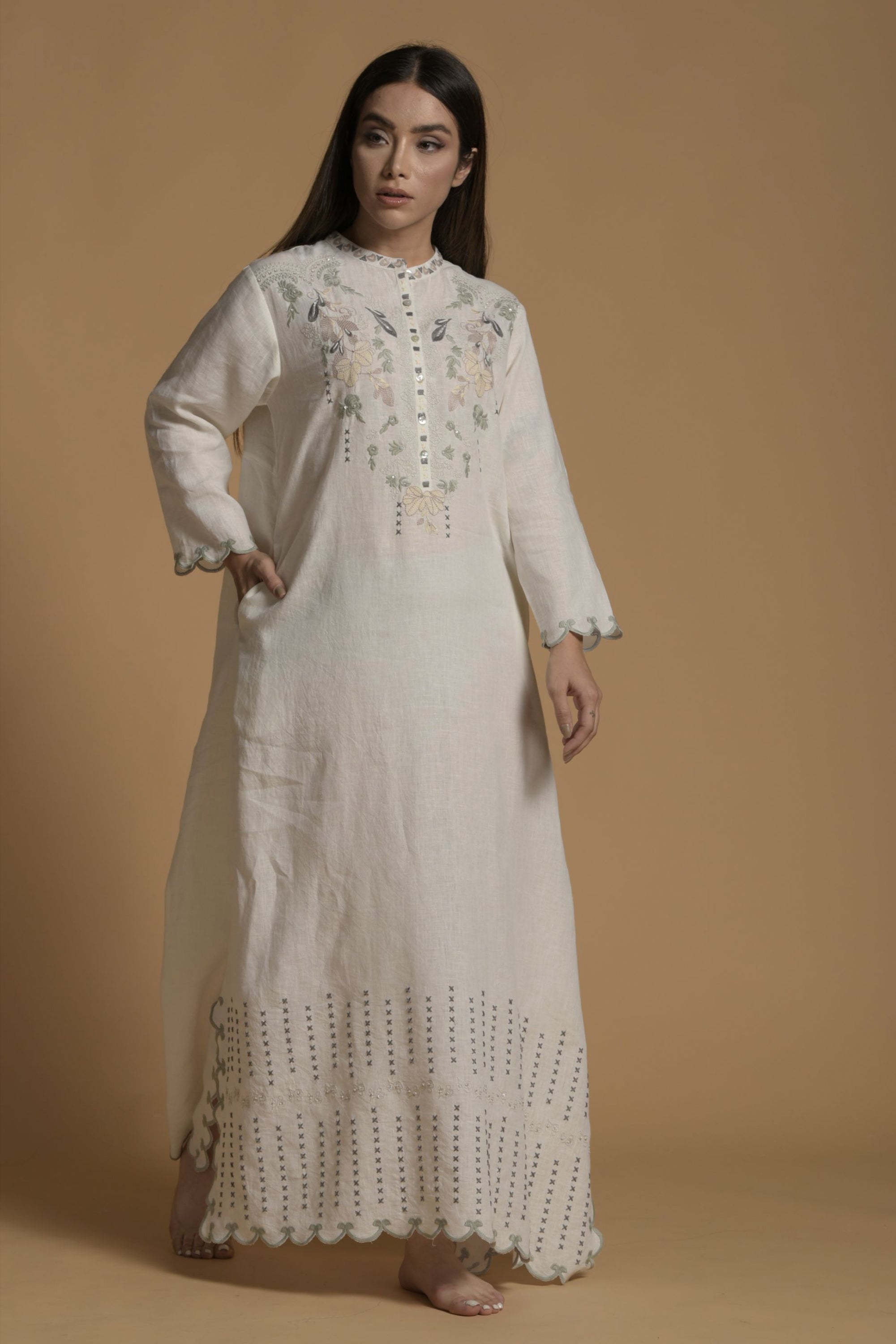 Ashia Embellished Long Jalabiya