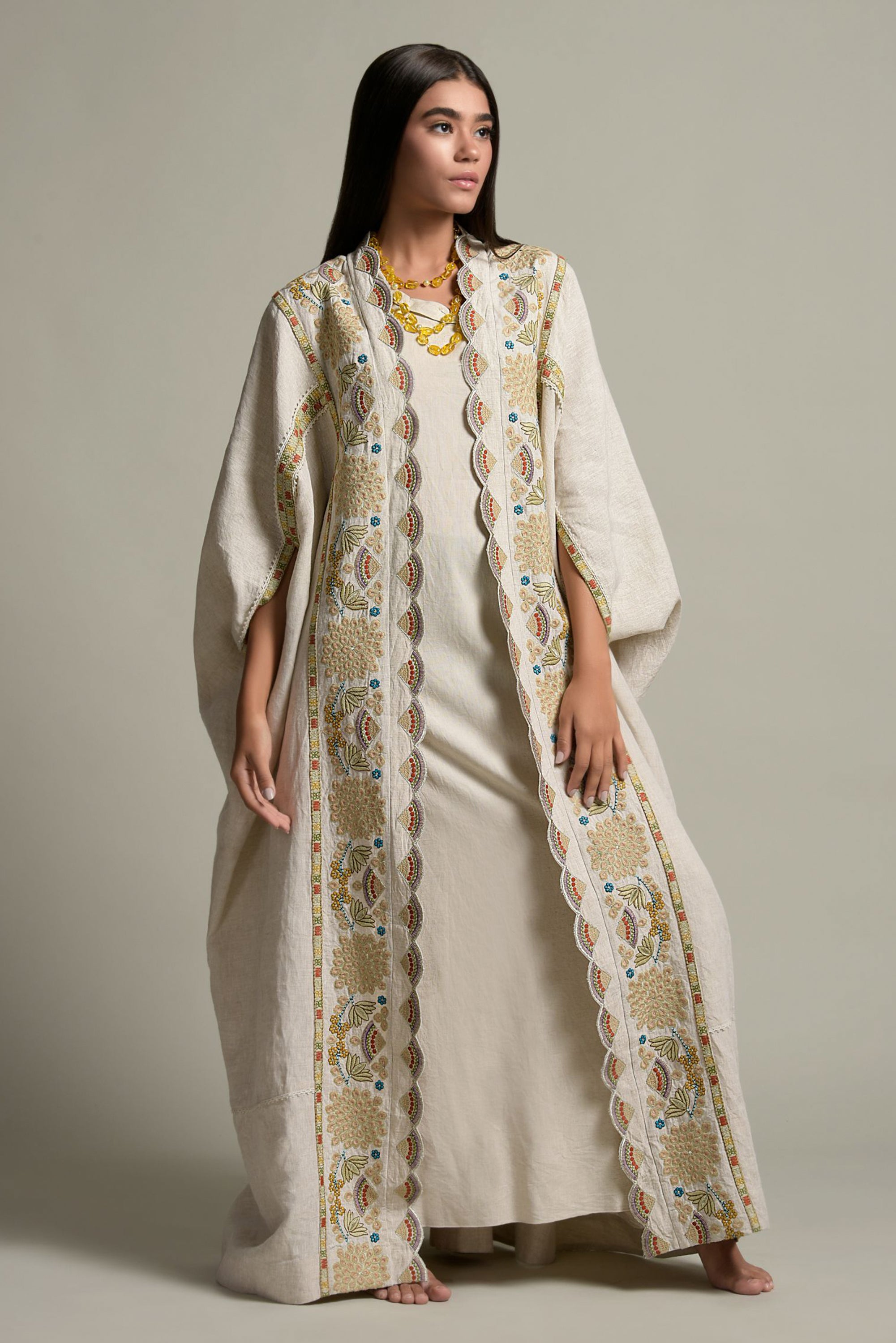 Rukhsana Embroidered Abaya with Inner Cotton Cami