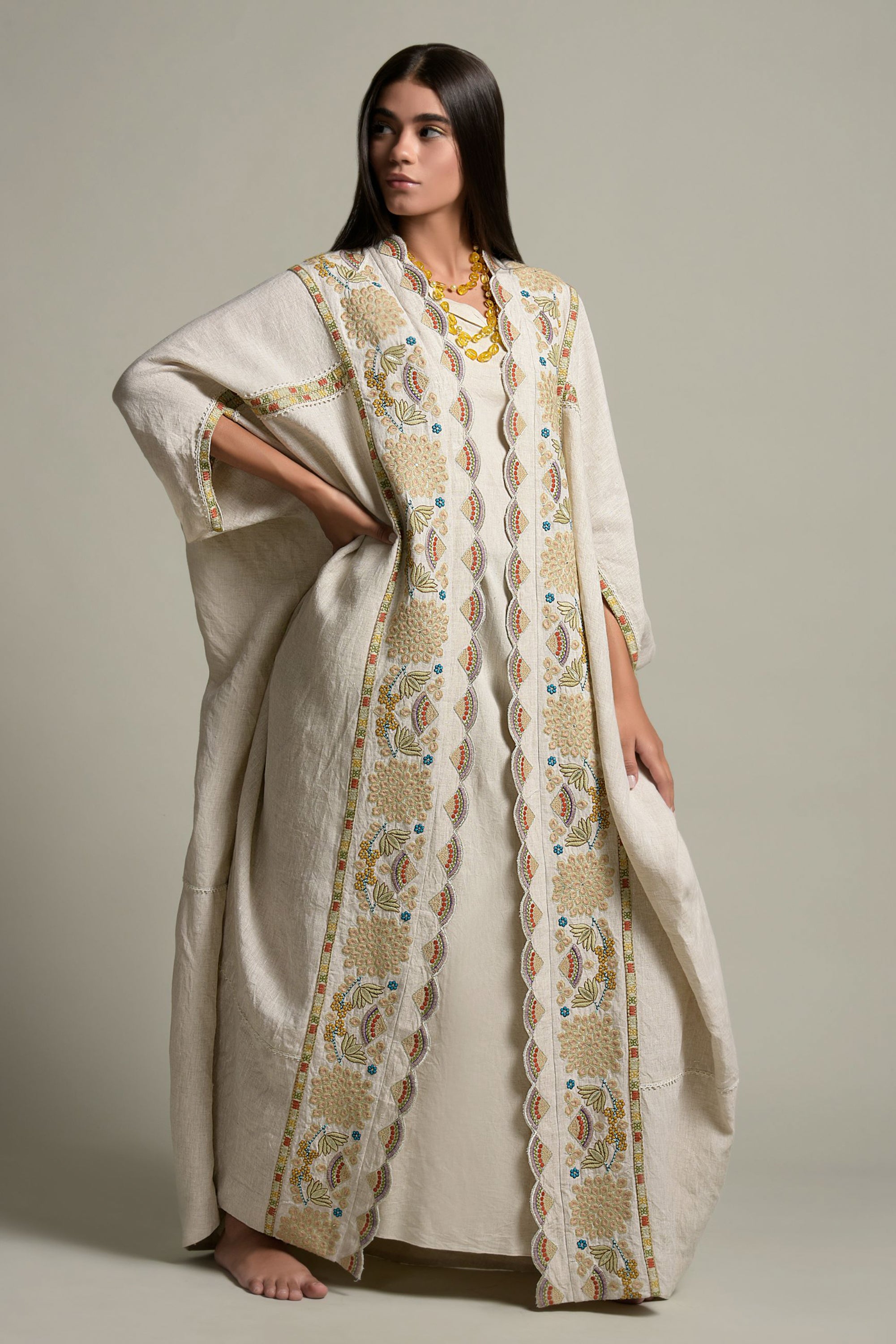 Rukhsana Embroidered Abaya with Inner Cotton Cami