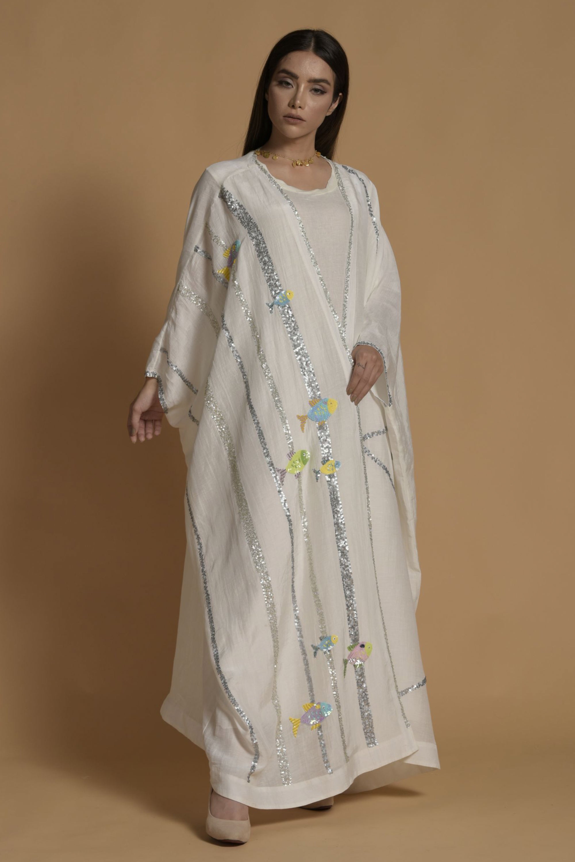 Haniya Embellished Abaya With Inner Cotton Dress