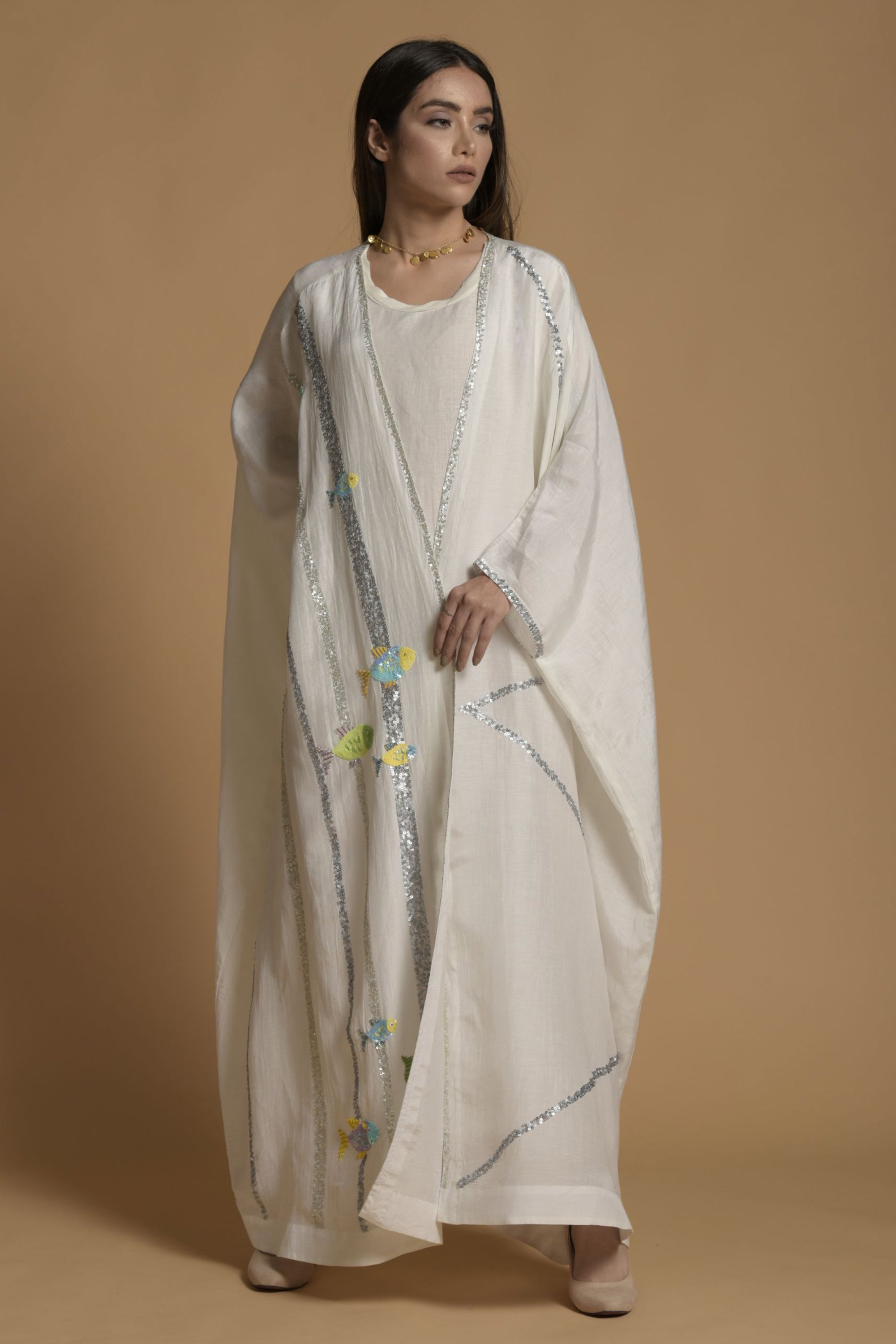 Haniya Embellished Abaya With Inner Cotton Dress