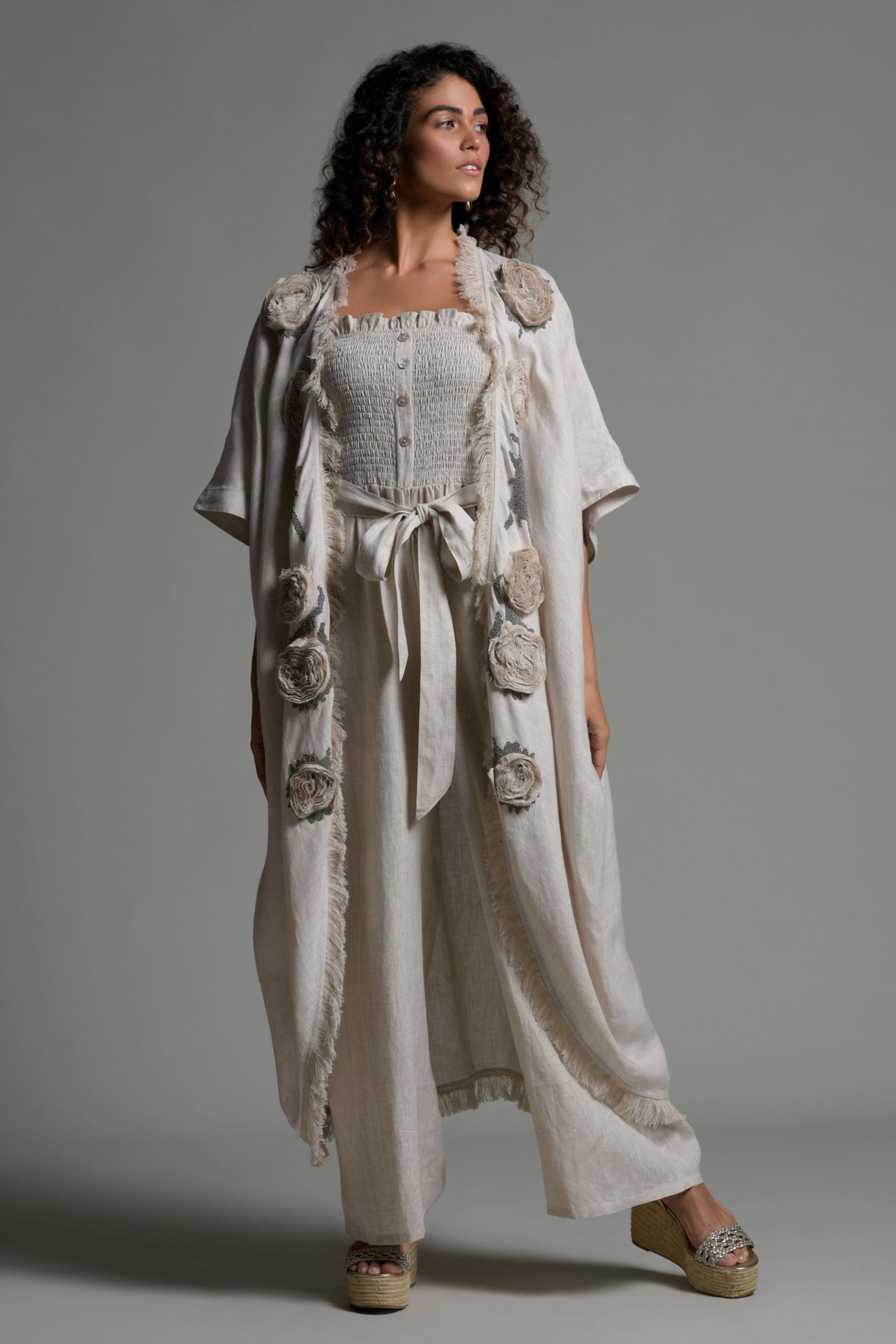 Karimah Embellished Bisht with Jumpsuit