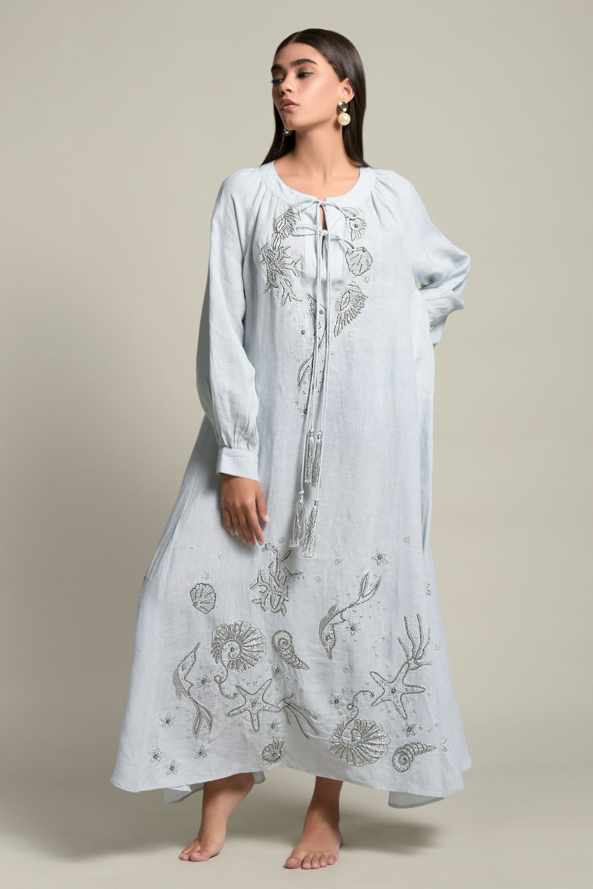 Faiza Embellished & Embroidered Long Jalabiya