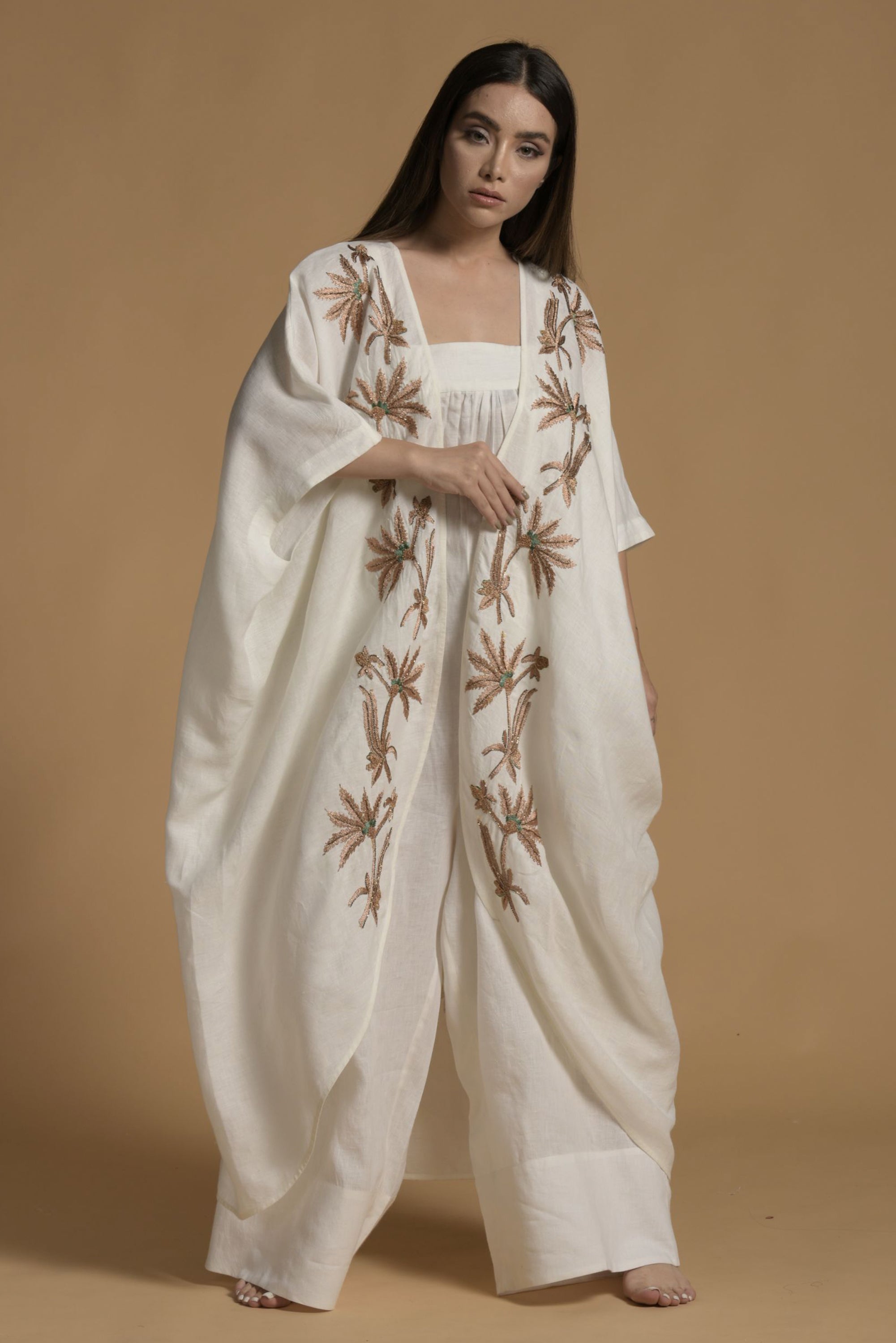 Shumaila Embellished & Embroidered Cape with Inner Jumpsuit