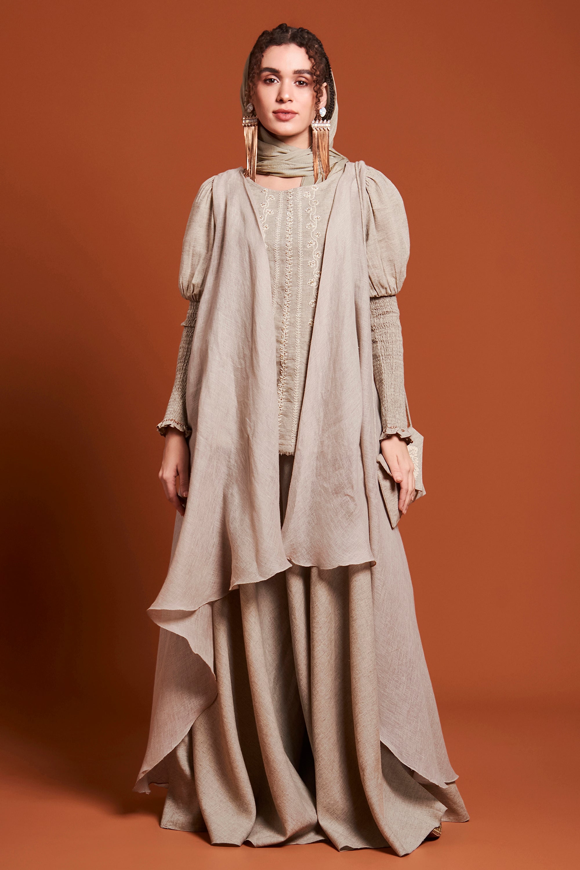 Nura Embroidered Cape & Sharara