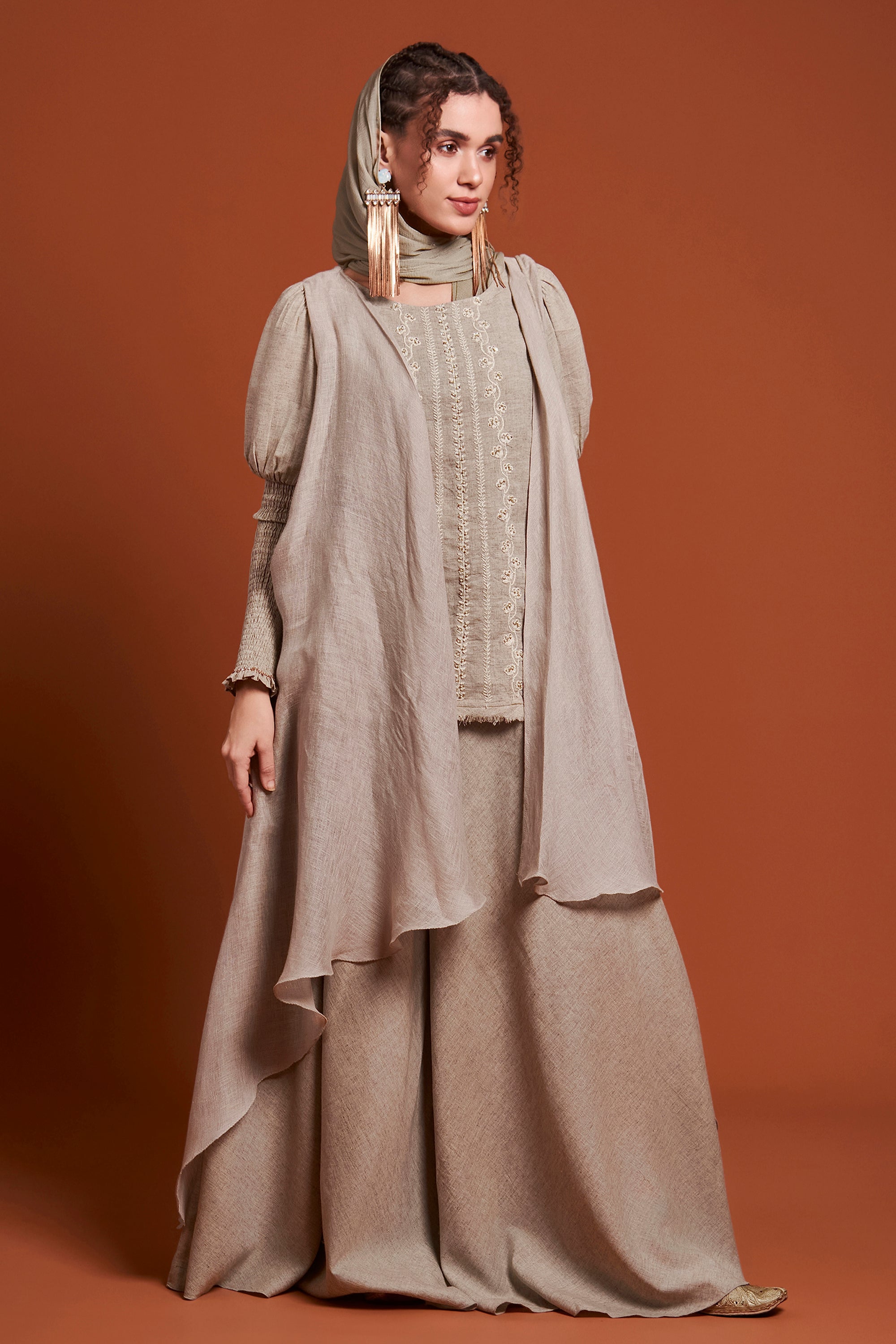 Nura Embroidered Cape & Sharara