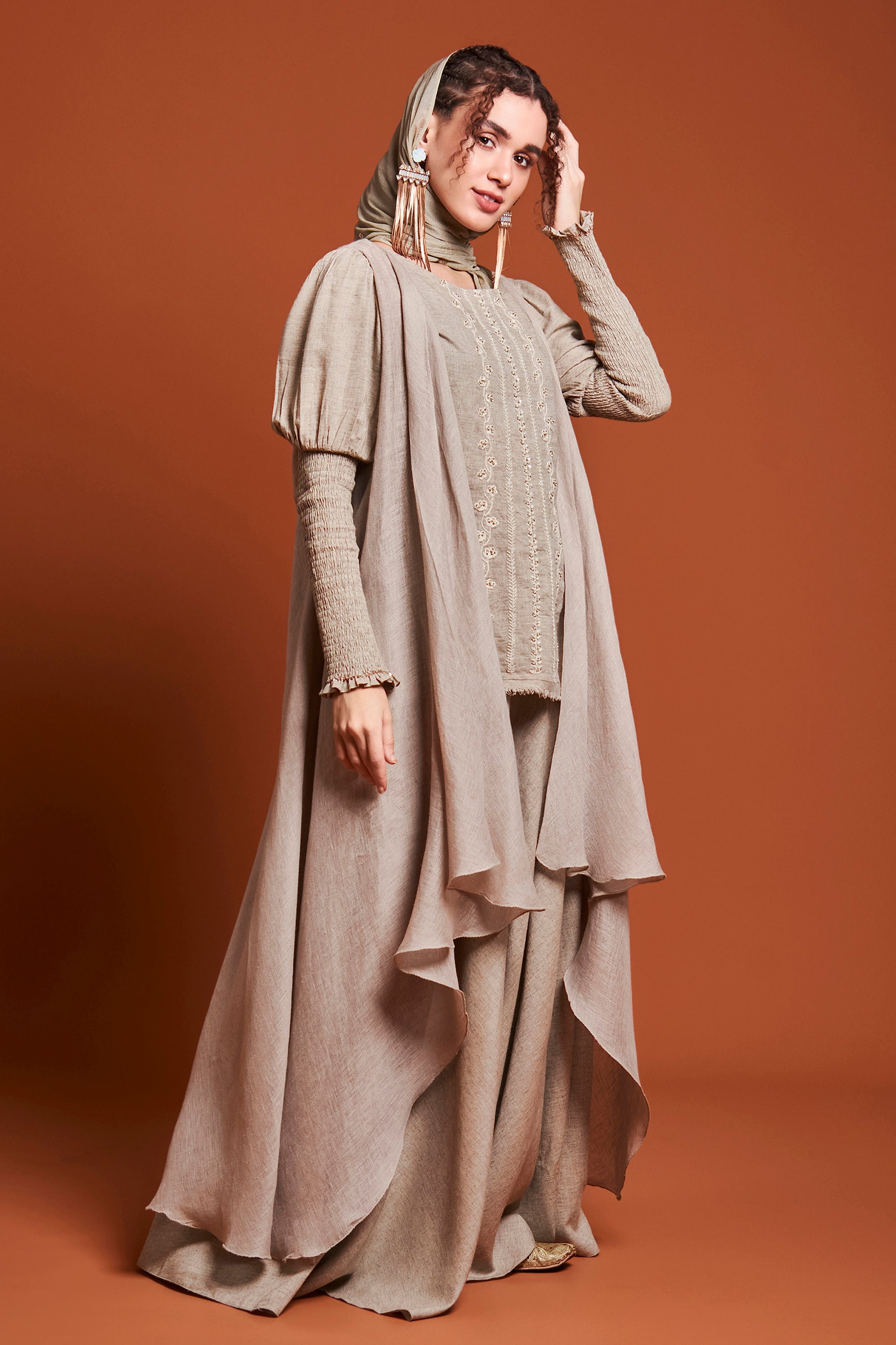 Nura Embroidered Cape & Sharara