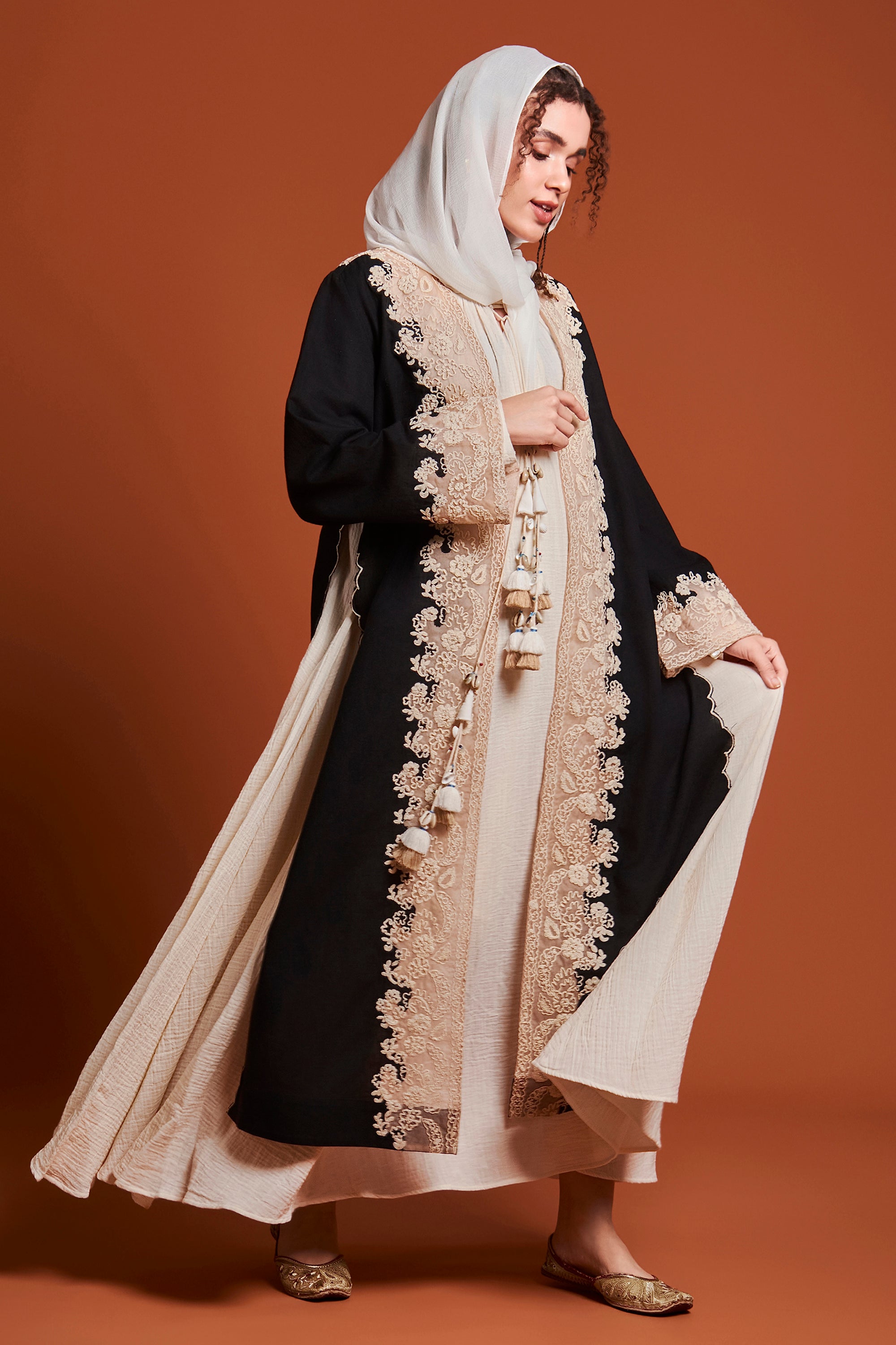 Naseem Embroidered Bisht with Inner Dress